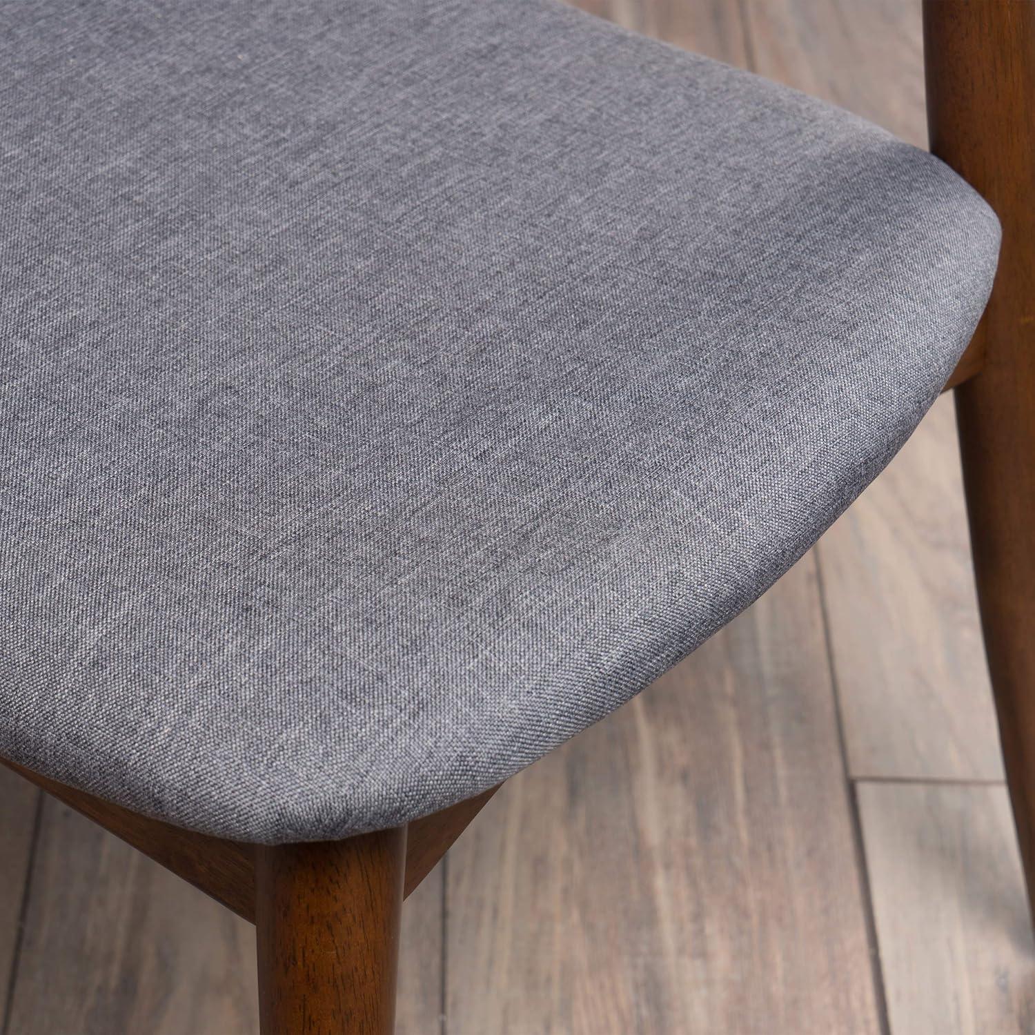 Christopher Knight Home Barron Mid Century Modern Rubberwood Fabric Upholstered Dining Chairs (Set of 2), Charcoal/Walnut