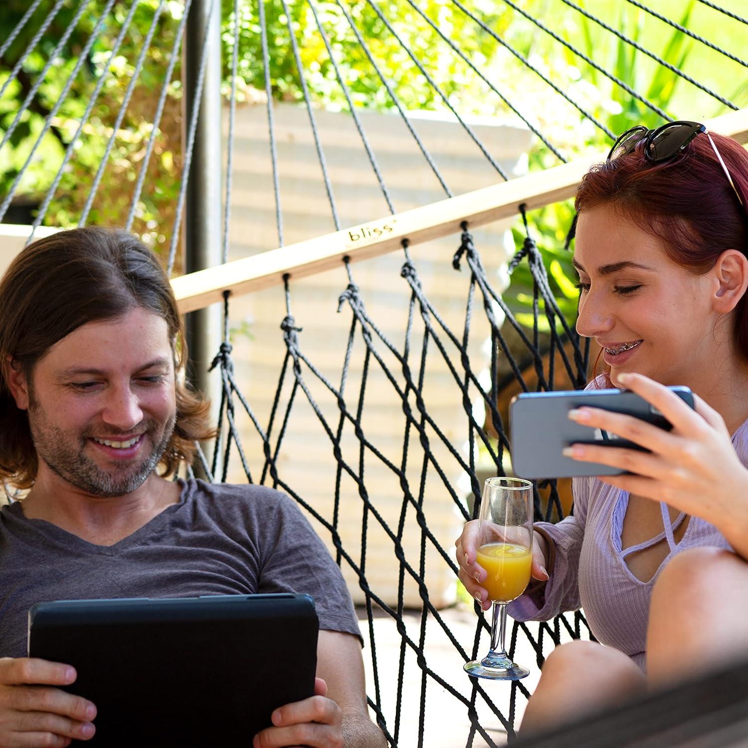 Bliss Hammocks Cotton Rope Hammock W/ Spreader Bar, 60-in. Wide, 450 lb. Capacity - Black