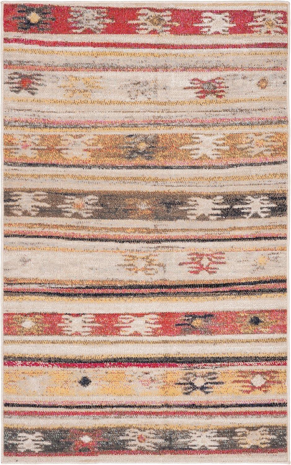 Transitional Multicolor Flatweave 3' x 5' Synthetic Area Rug