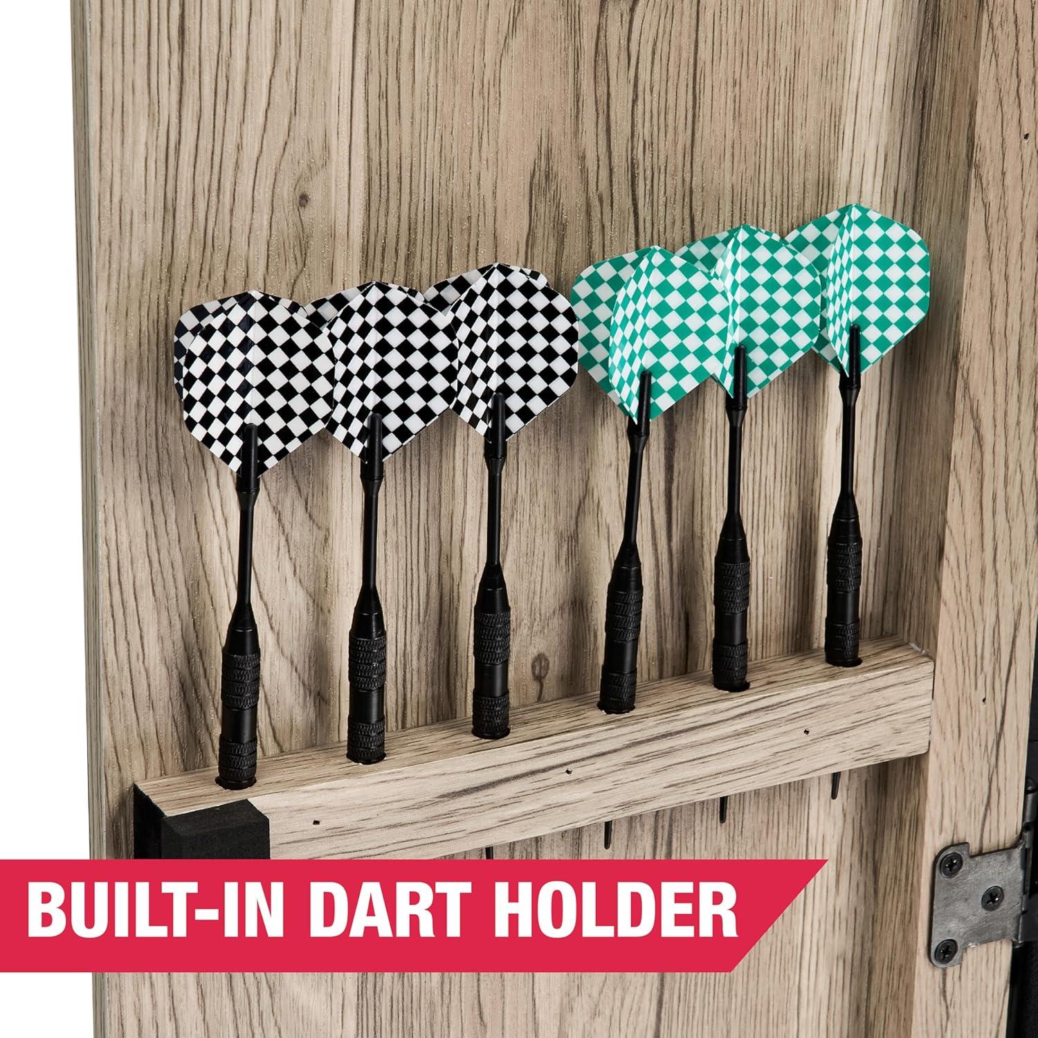 MD Sports MD Sports Elmhurst Electronic Dartboard Cabinet with Digital Scorekeeping and Soft Tip Dart Set