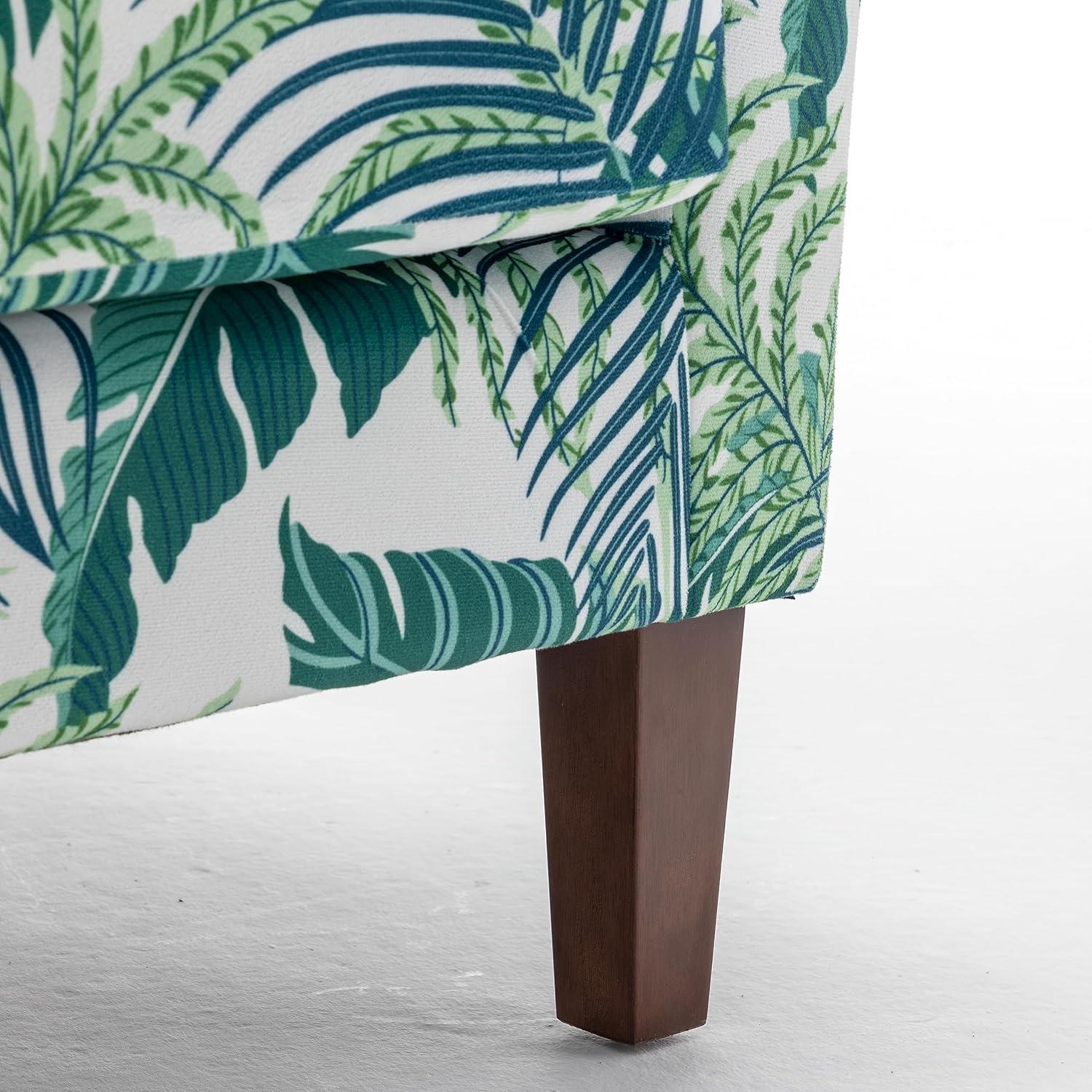 Contemporary Accent Arm Chair with Birch Wood Frame and Velvet Upholstery, Armchair for Office and Living Room Decor, Removable Cushions, 01 Printed Fabric