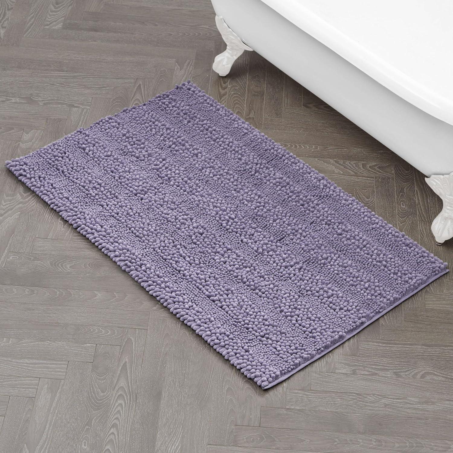 Wisteria Purple Chenille Non-Slip Polyester Bath Mat, 27" x 45"