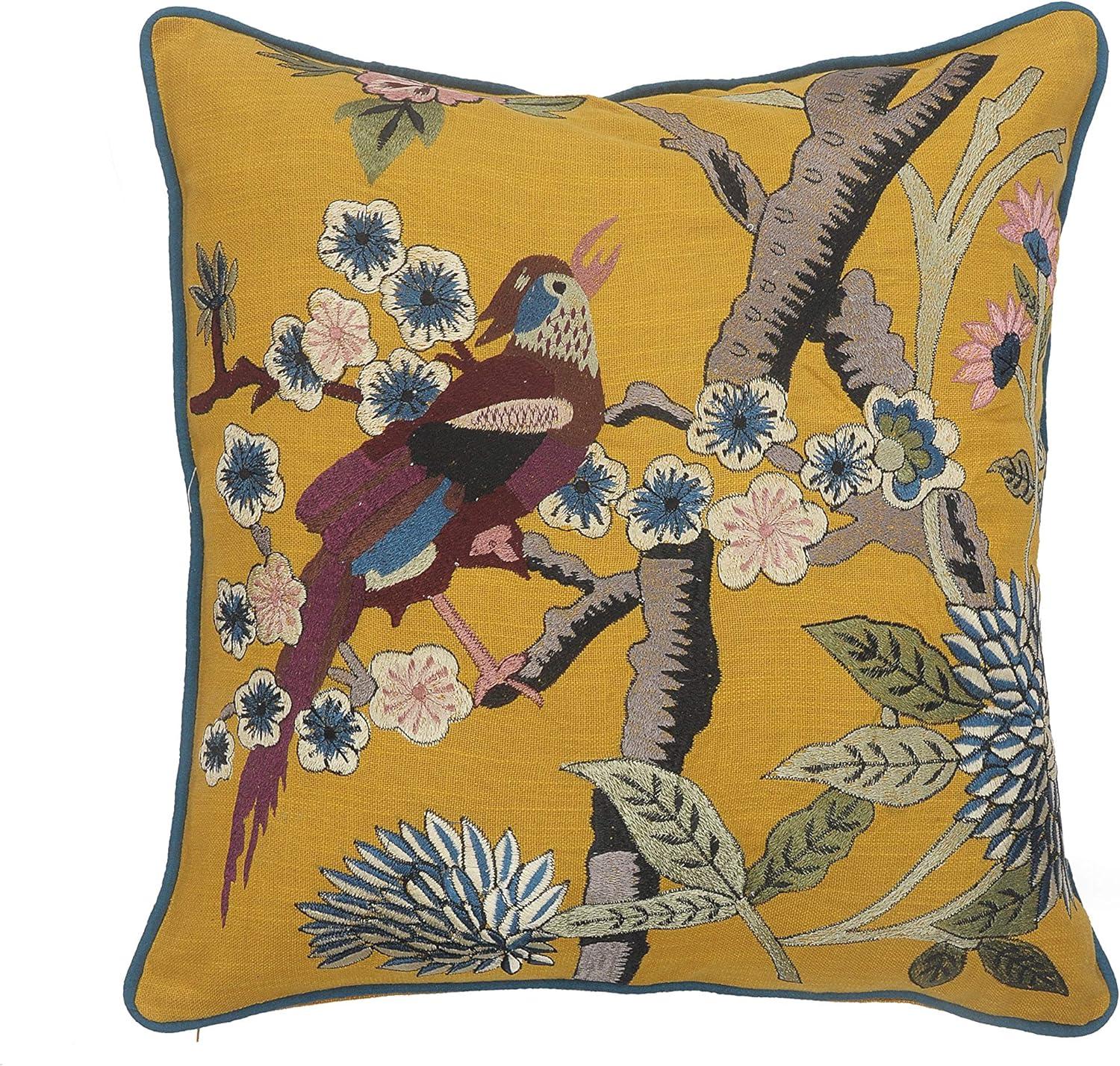 Maude Embroidered Cotton Throw Pillow