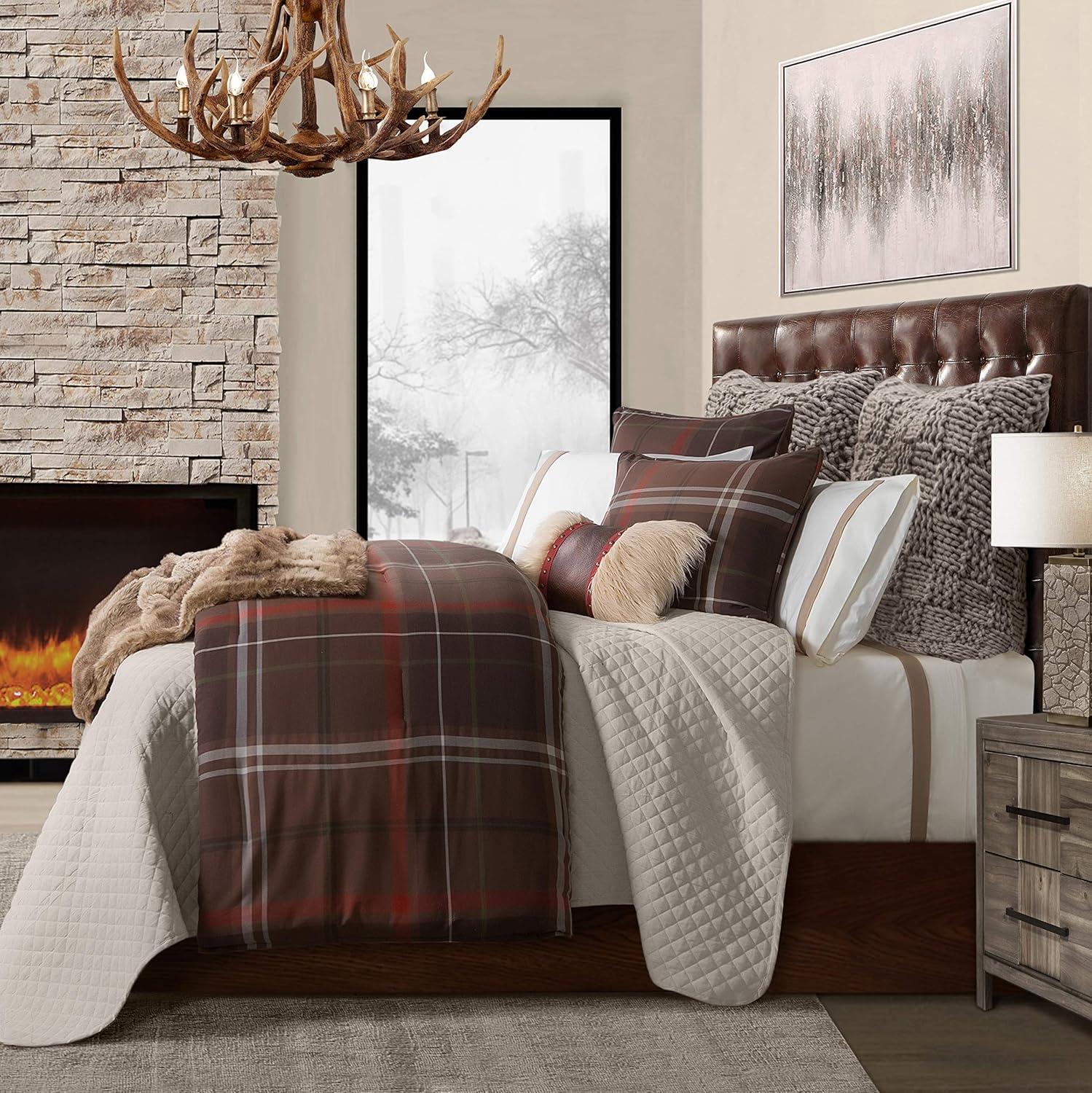 Paseo Road by HiEnd Accents Jackson Brown Red Plaid Western Lodge Modern Rustic Comforter Set