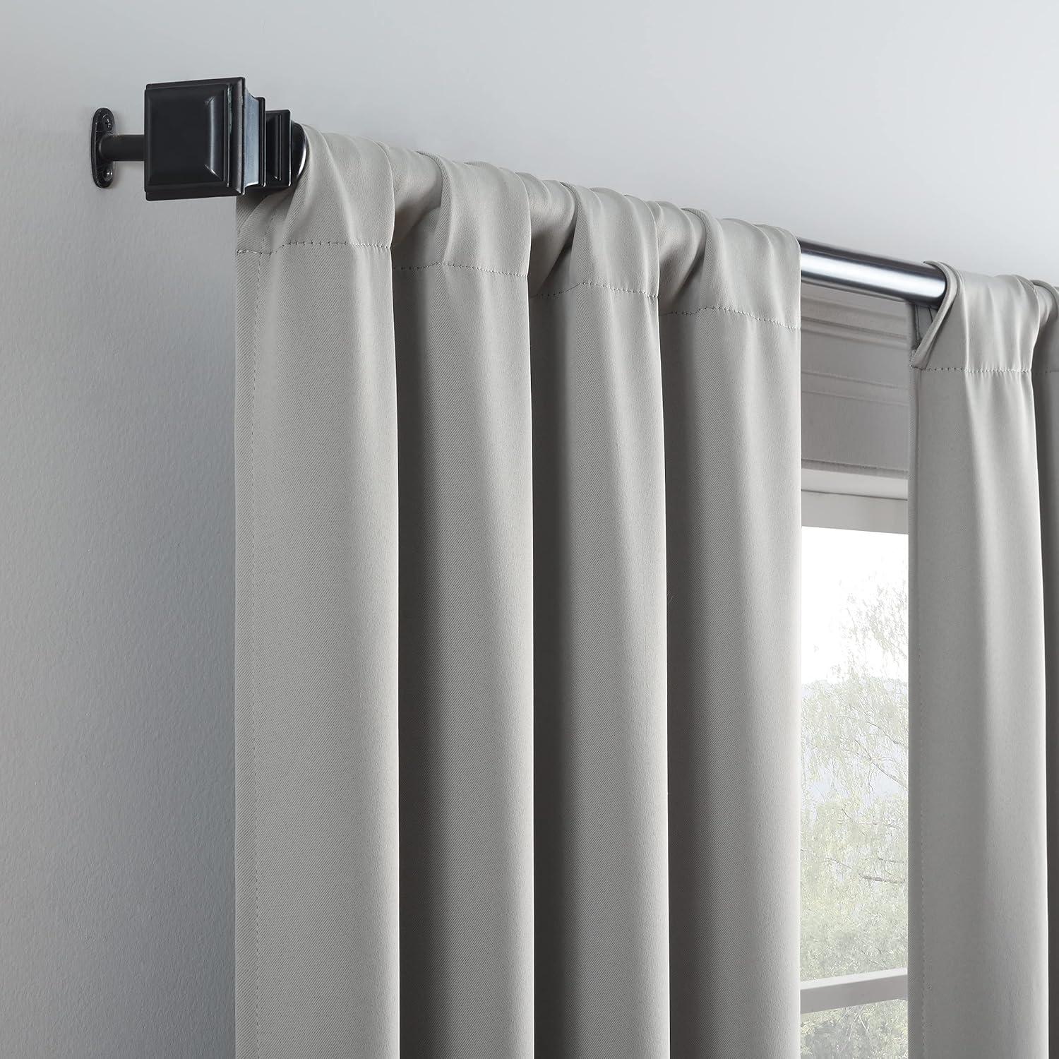 Gray Polyester Blackout Rod Pocket Curtain Panel