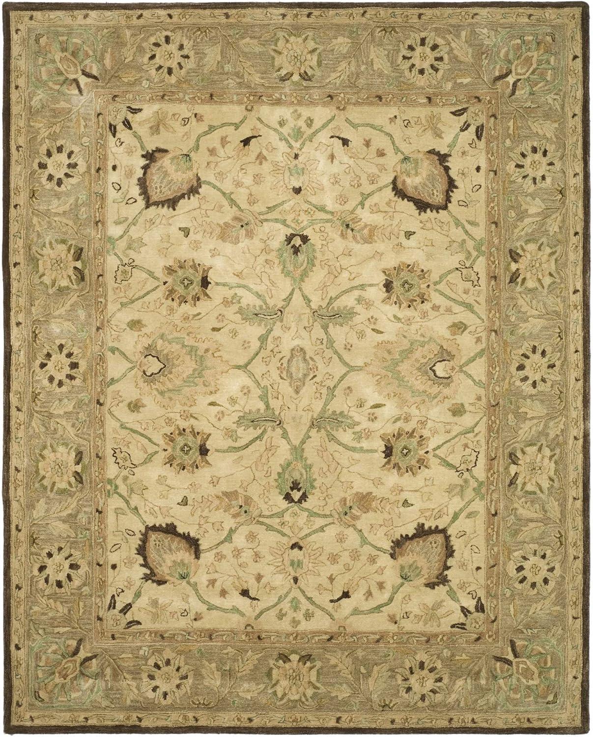 SAFAVIEH Anatolia Venice Traditional Wool Area Rug, Ivory/Brown, 8' x 8' Round