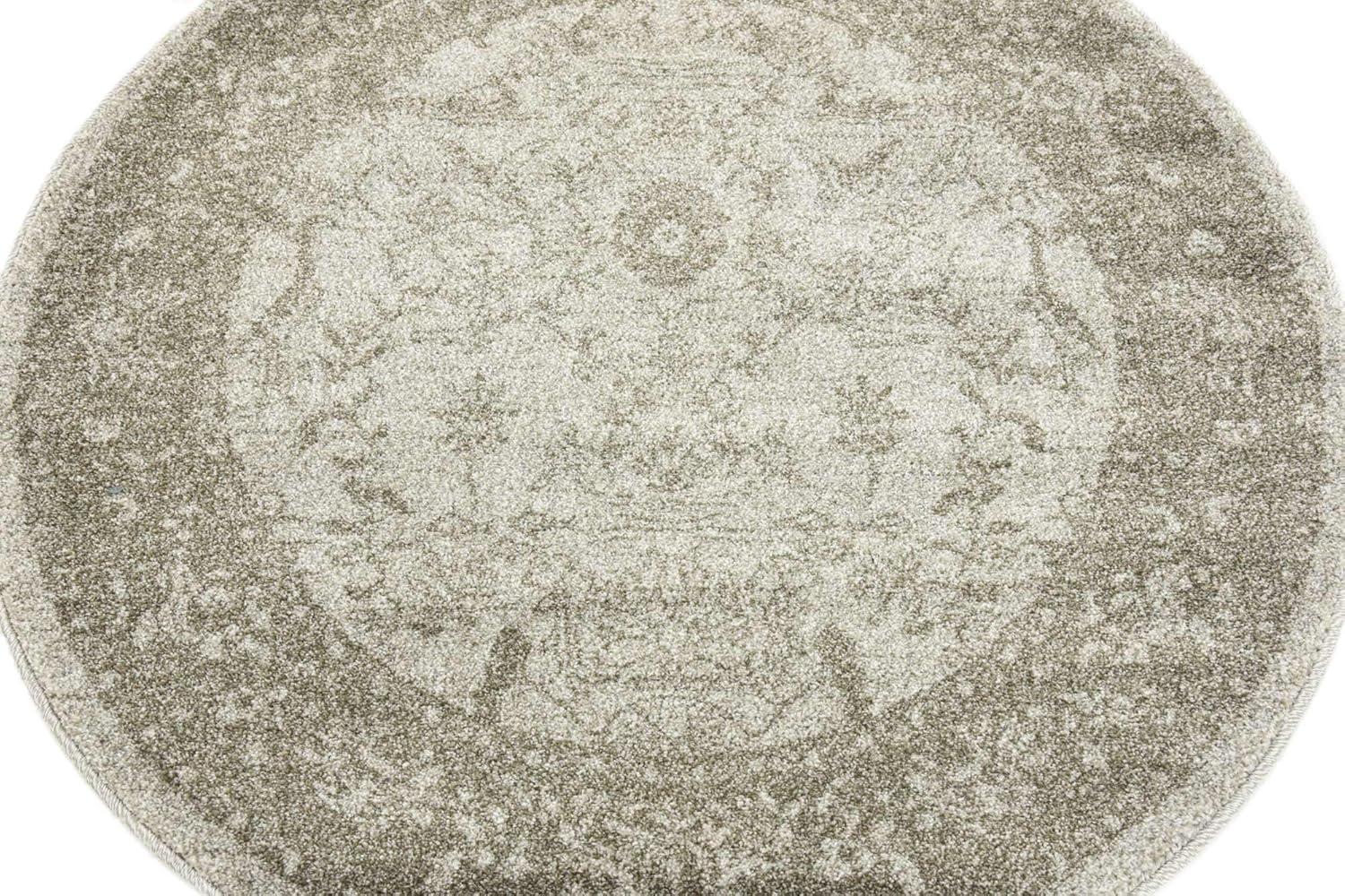 Unique Loom La Jolla Collection Area Rug - Floral (3' 3" Round Light Gray/Gray)