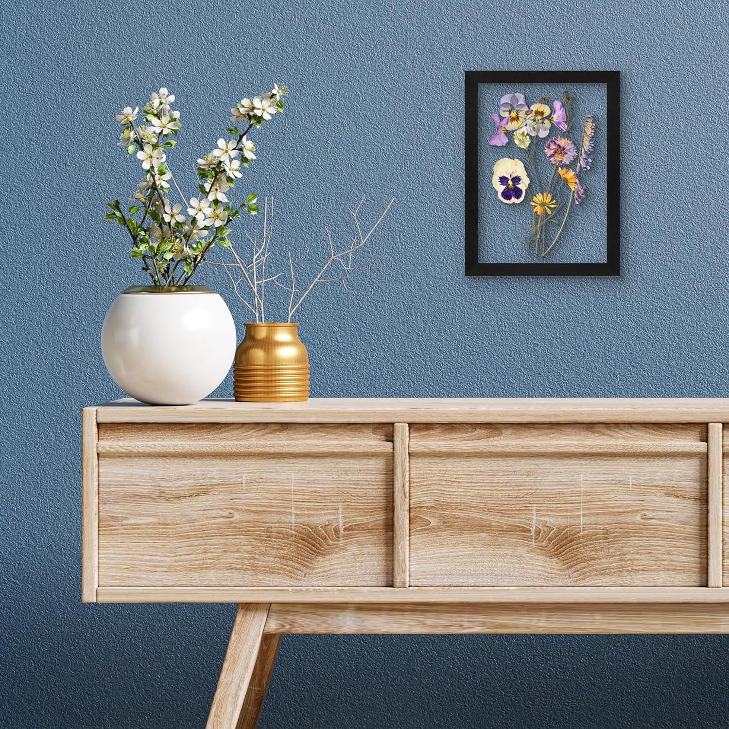 Americanflat Black Floating Picture Frame | Displays Any Size Photo up to 8.5 x 11 Inches. Lead Free Glass. Hanging Hardware Included!