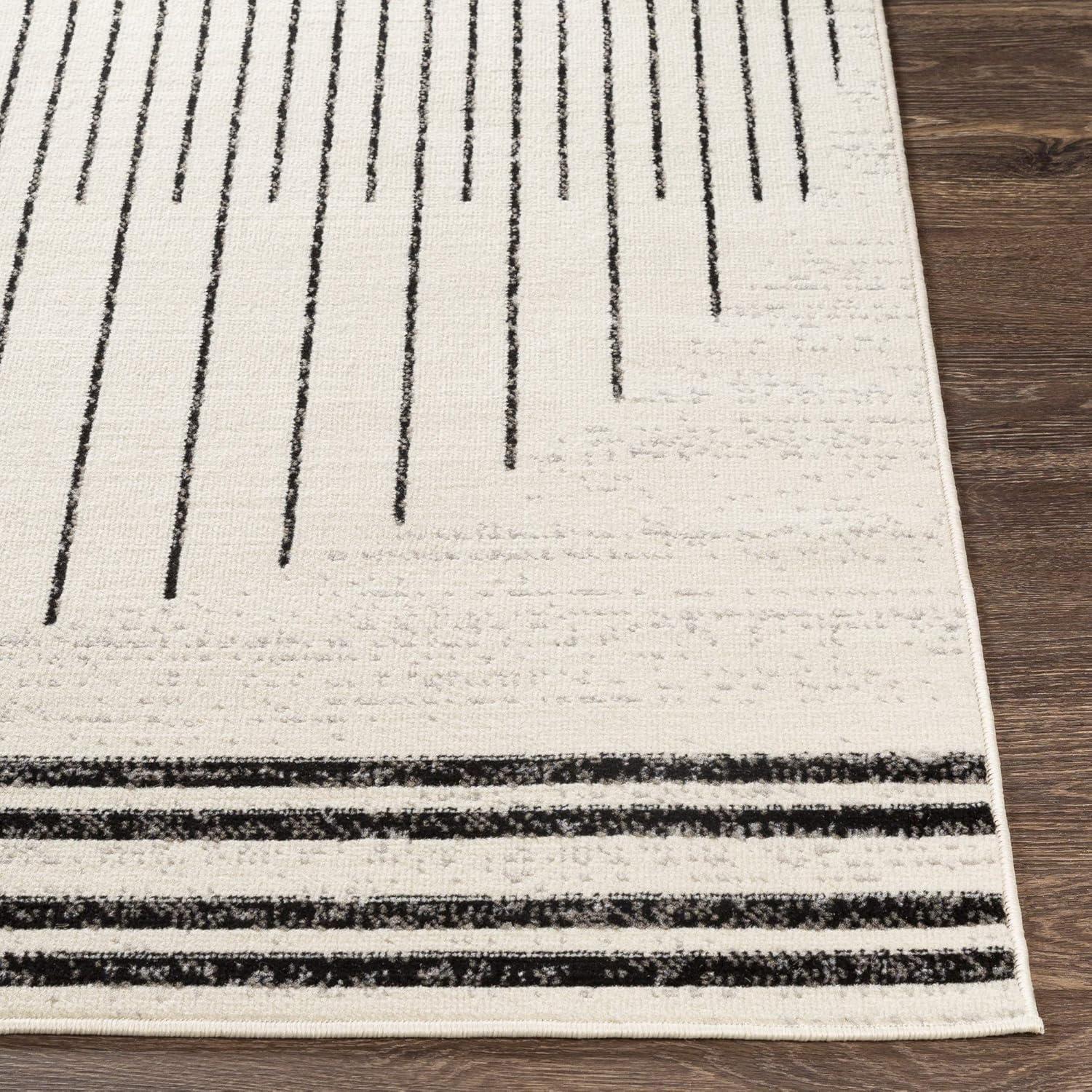 Livabliss Pisa Modern Geometric Area Rug,7'10" x 10',Black/Ivory