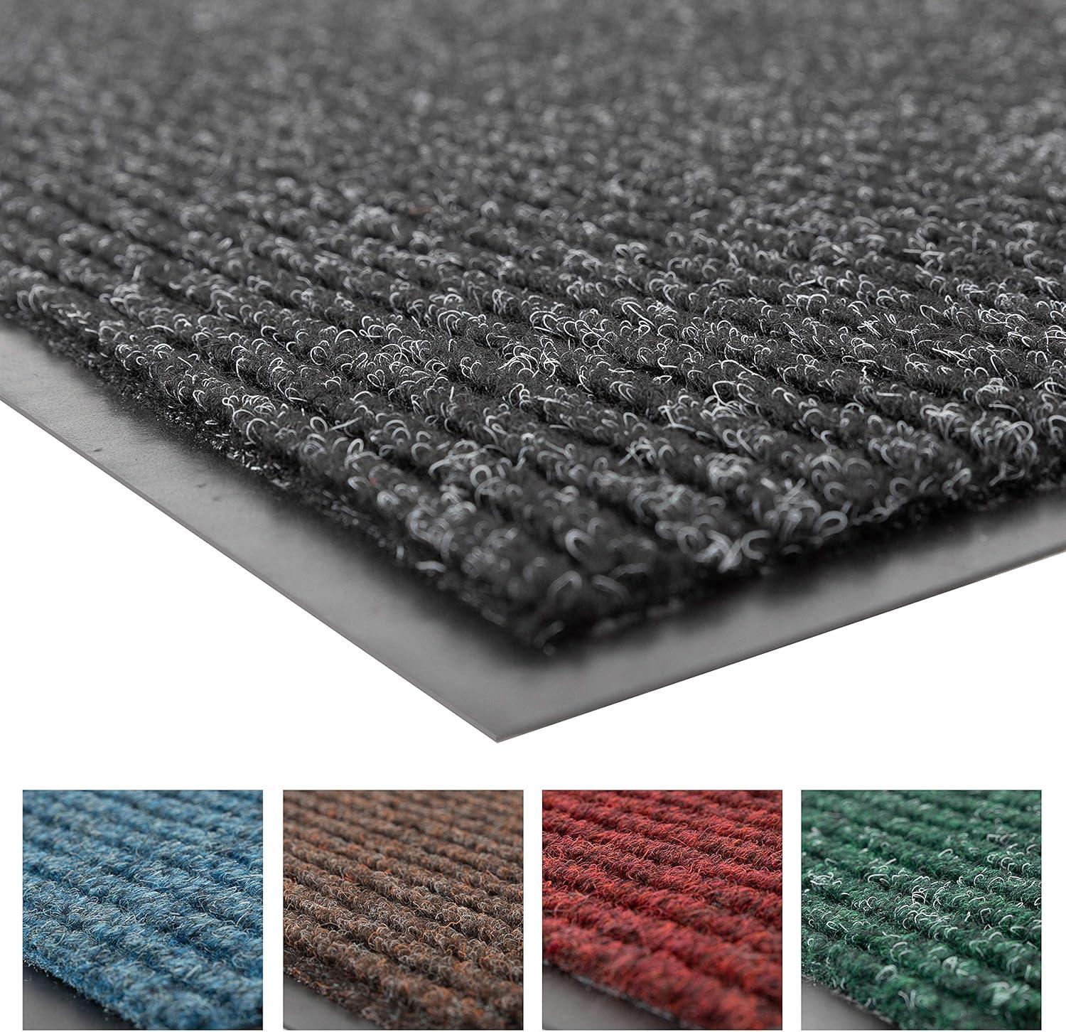 Charcoal 2' x 3' Poly Fiber Entrance Mat with Vinyl Backing