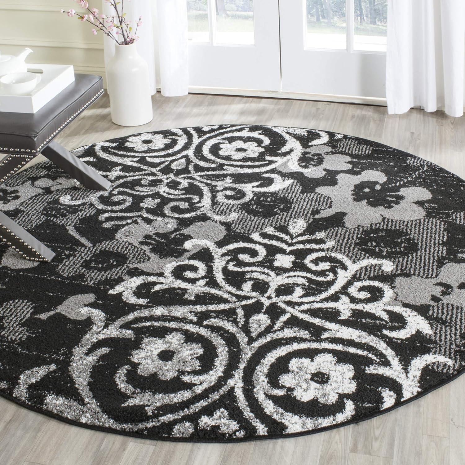 Adirondack ADR114 Machine Made Indoor Area Rug - Silver/Ivory - 6' Round - Safavieh