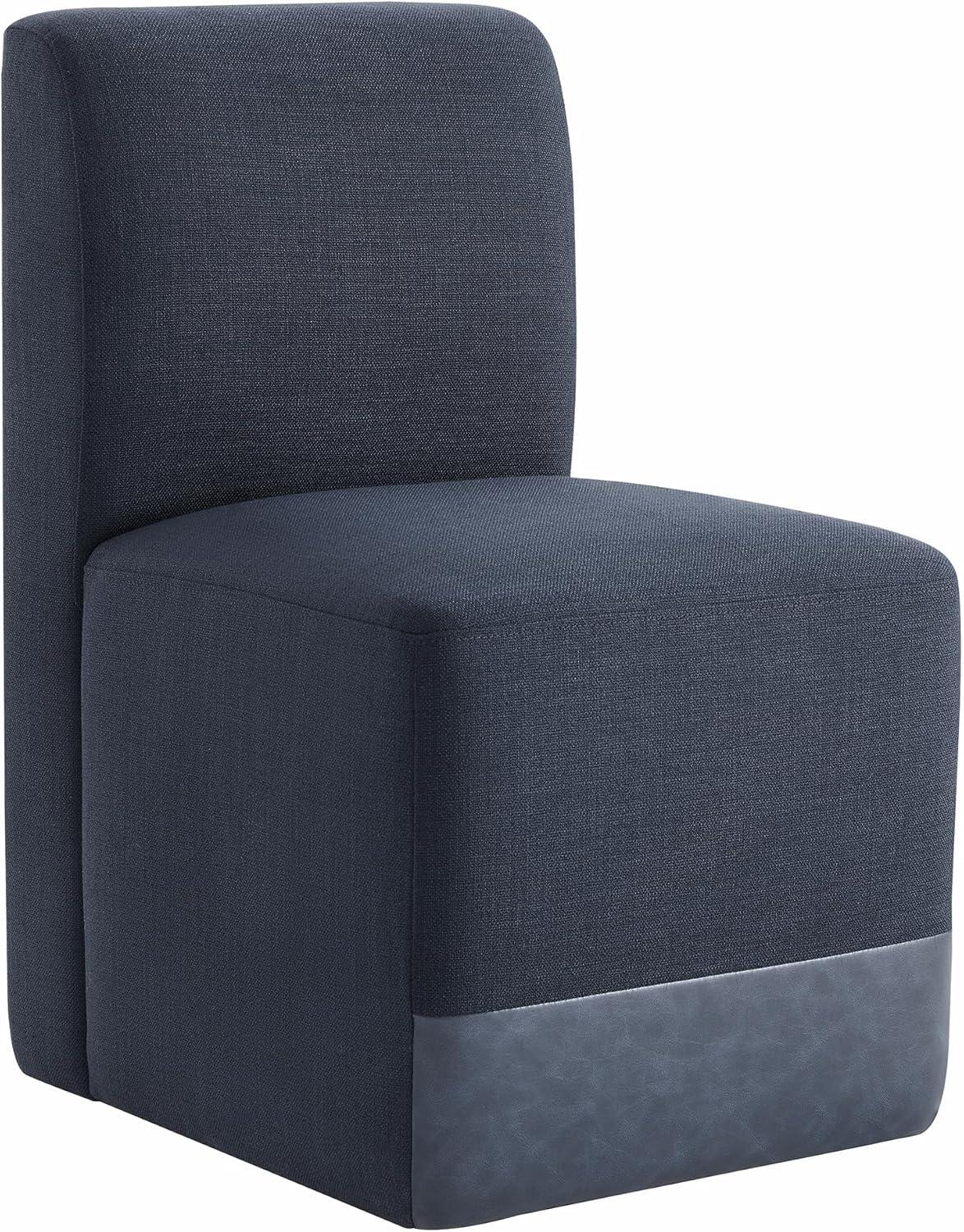 Insignia Blue Upholstered Parsons Side Chair with Wood Frame