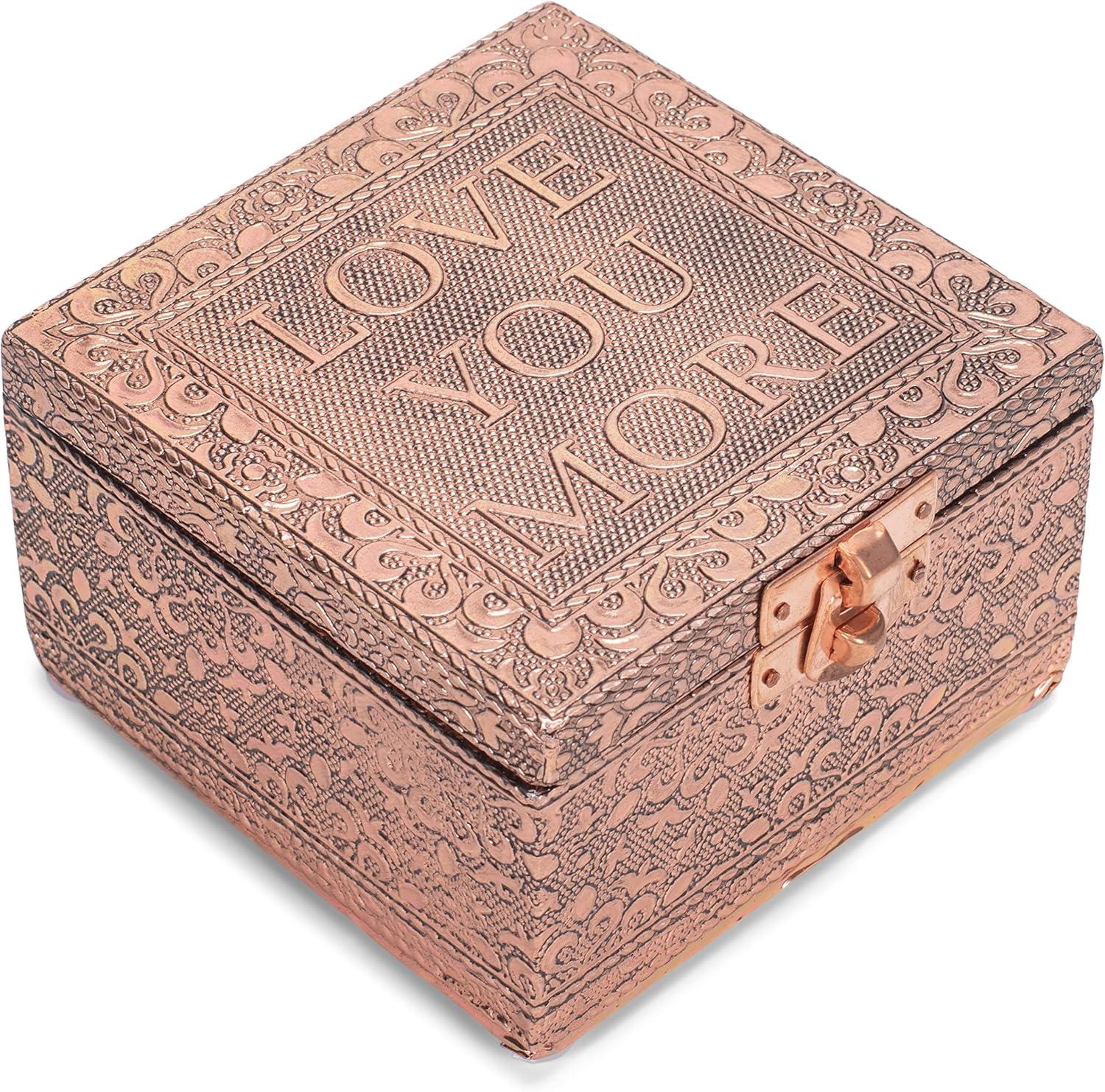 Cottage Garden Love You More Copper Color Metal Jewelry Keepsake Decorative Box