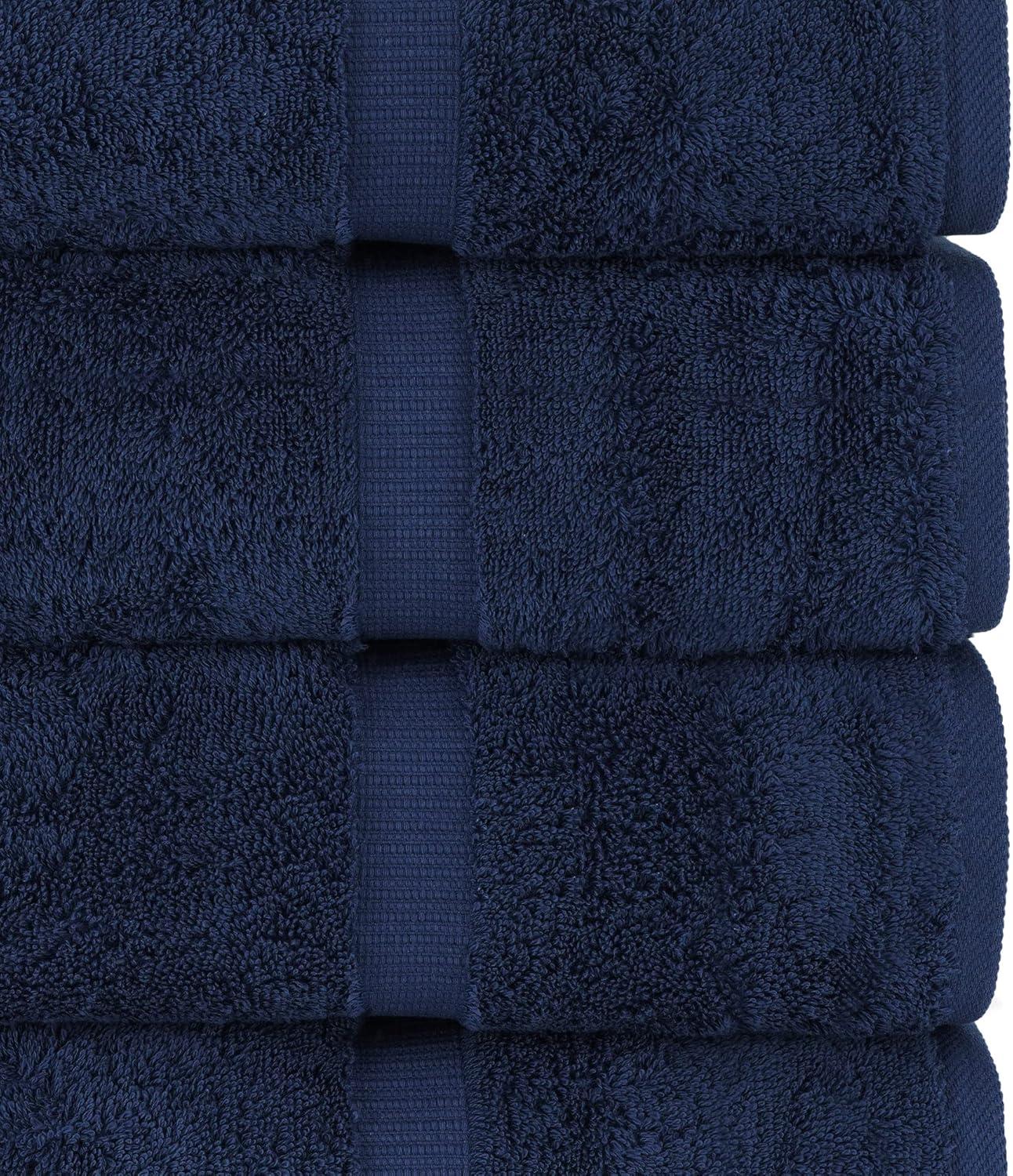 Luxury Hotel & Spa Ultra Soft Hand Towels 100% Turkish Cotton - Navy - Set of 4