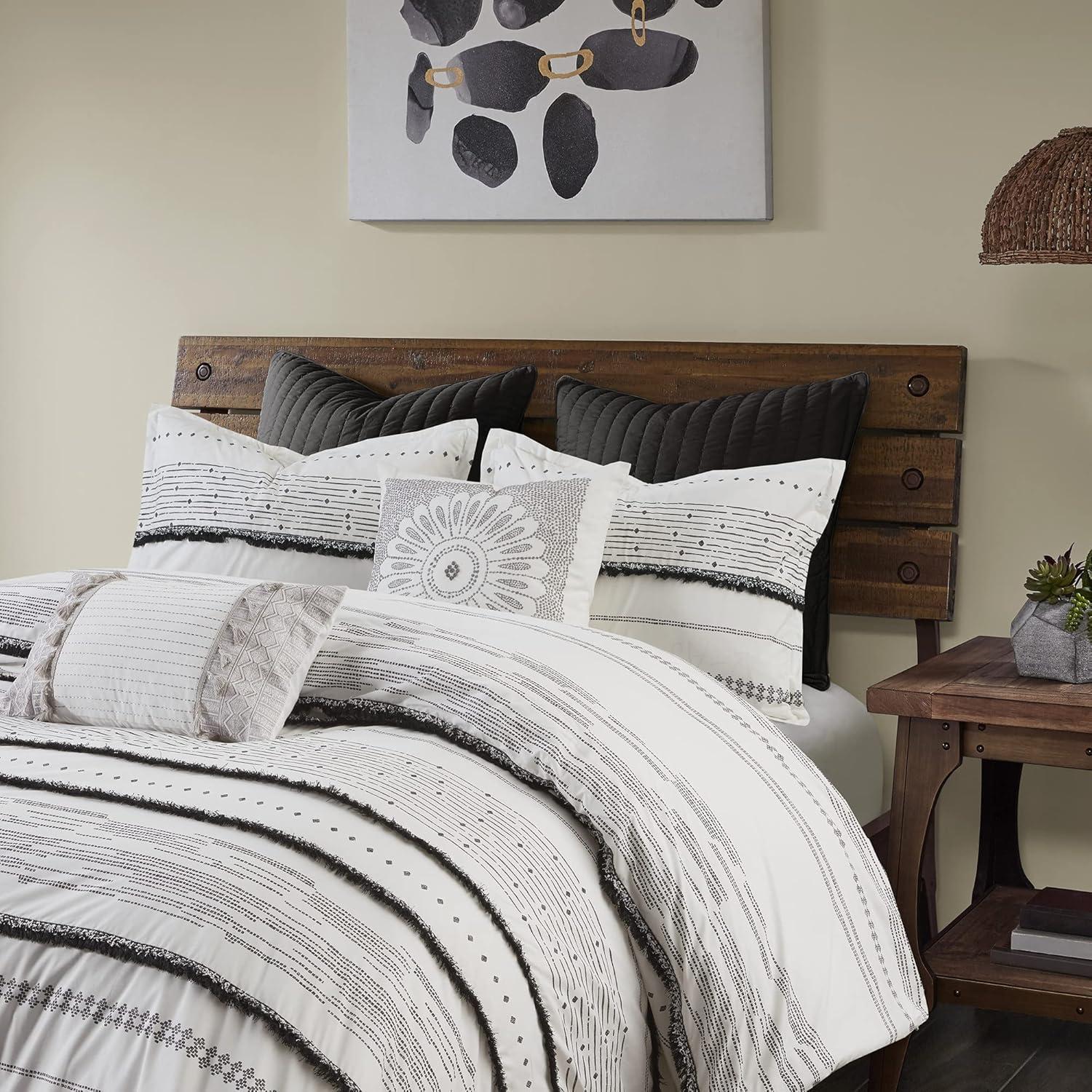 INK+IVY Nea Boho, Mid-Century 3 Piece Stripe Cotton Comforter Set With Tassels
