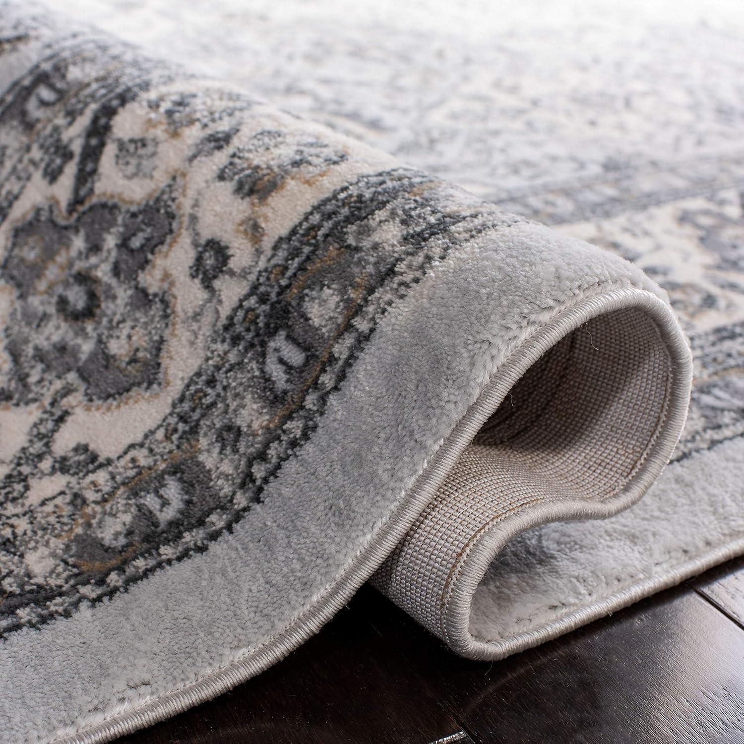 Isabella ISA916 Power Loomed Accent Rug - Dark Grey/Cream - 3'x5' - Safavieh