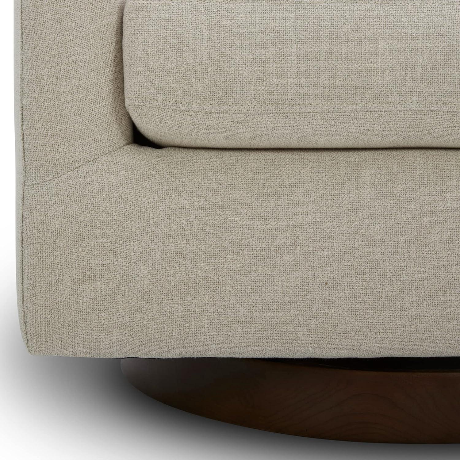 CHITA Swivel Accent Chair Fabric, Round Barrel Arm Chair Living Room, Flax Beige