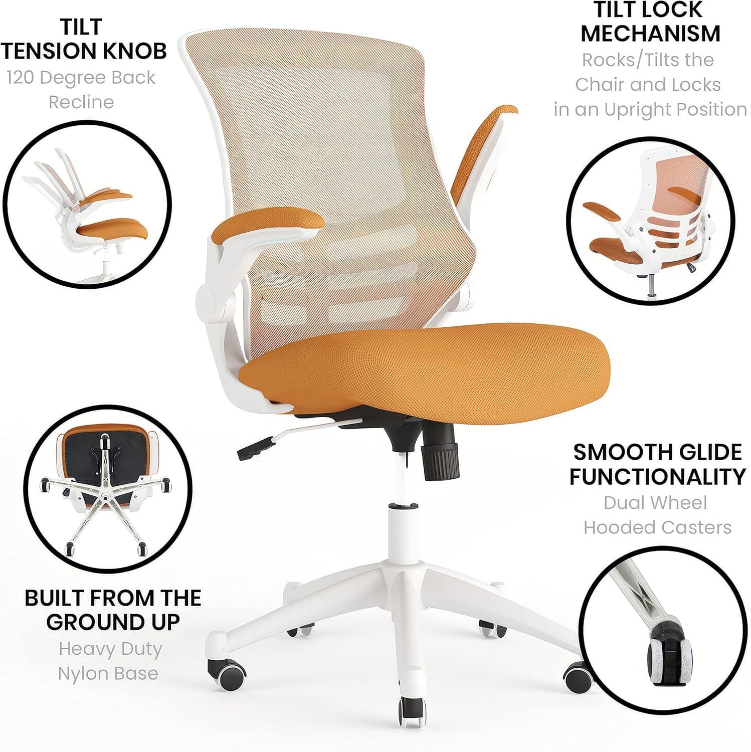 Flash Furniture Mid-Back Mesh Swivel Ergonomic Task Office Chair with Flip-Up Arms