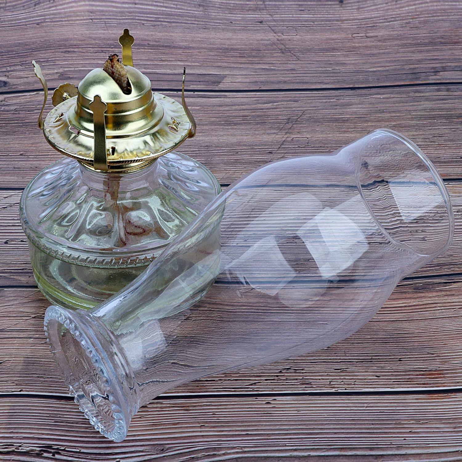 Oil Lamp Chimney Hurricane Lamp Glass Replacement Clear 3 Inch Base for Kerosene Lamp Shade(Flat Style 1P)