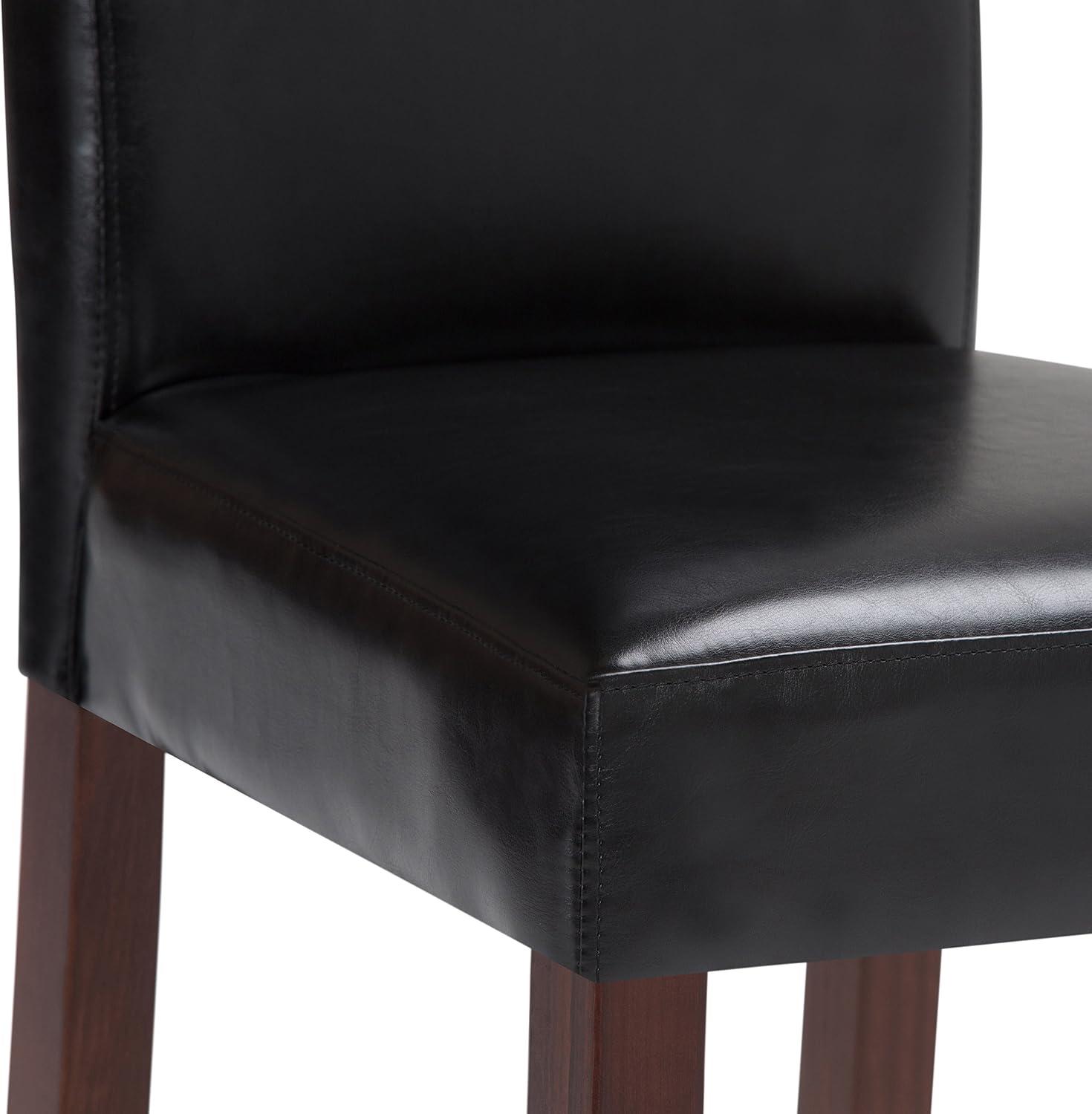 Acadian Midnight Black Faux Leather Upholstered Parsons Side Chair