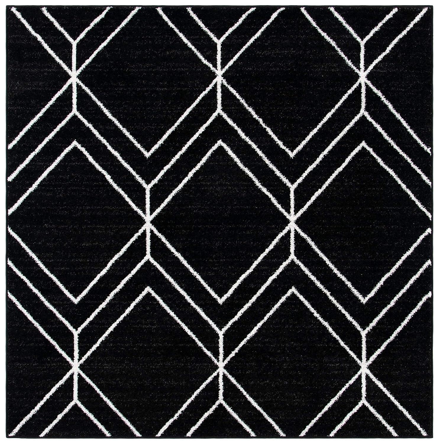 Adirondack ADR241 Machine Made Indoor Area Rug - Black/Ivory - 4'x4' - Safavieh