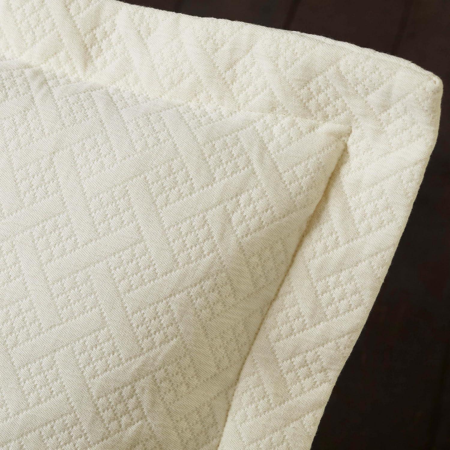 Superior 100% Cotton Basket Weave Bedspread 3 Piece Set, Twin, Ivory