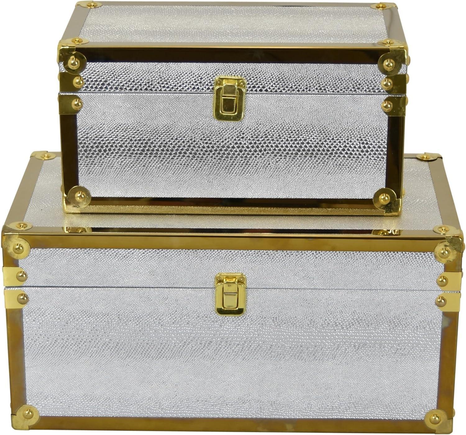 Benjara Jito Decorative Box Set of 2, Abstract Pattern