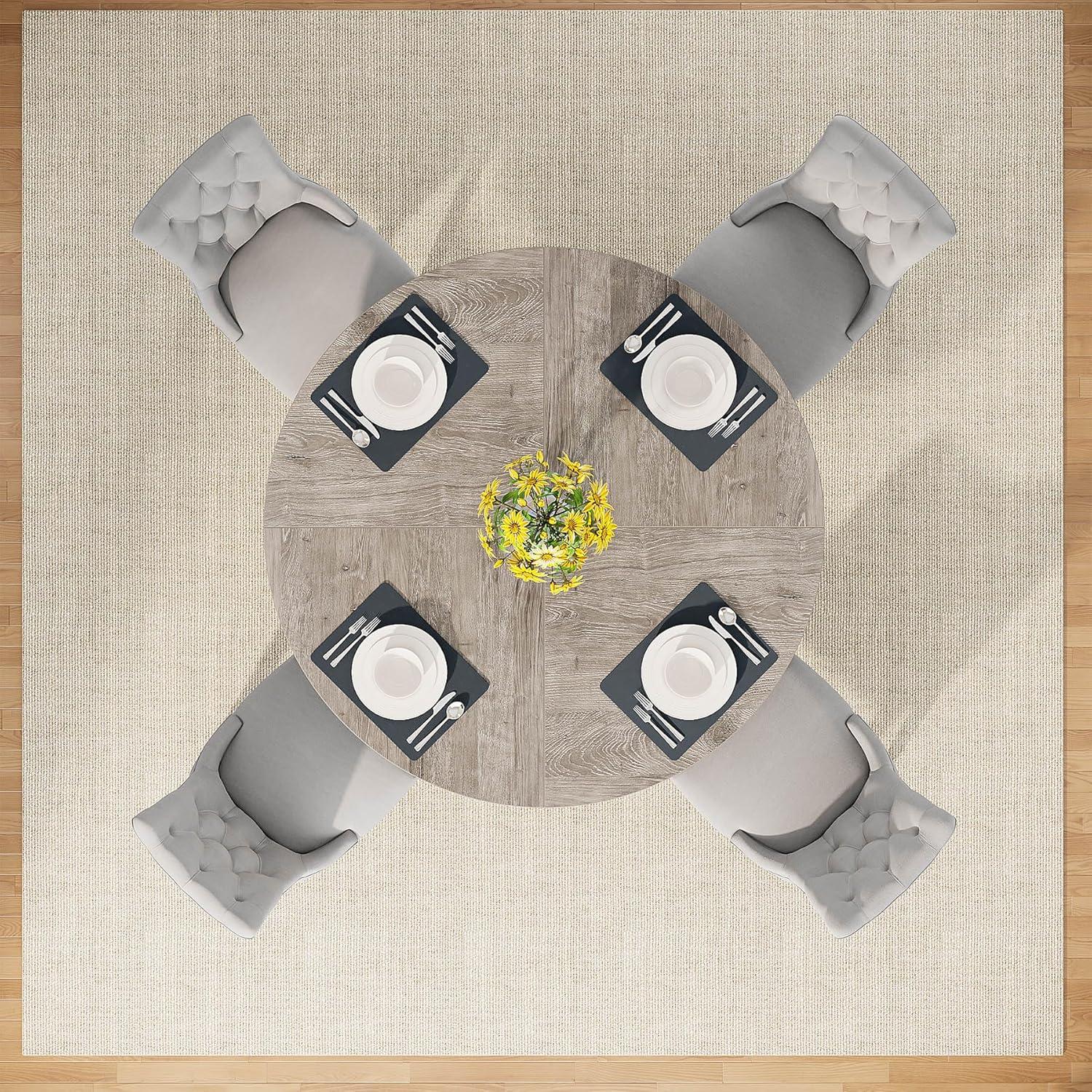 47-inch Round Dining Table Wood Dinner Table for 4-6 People Grey