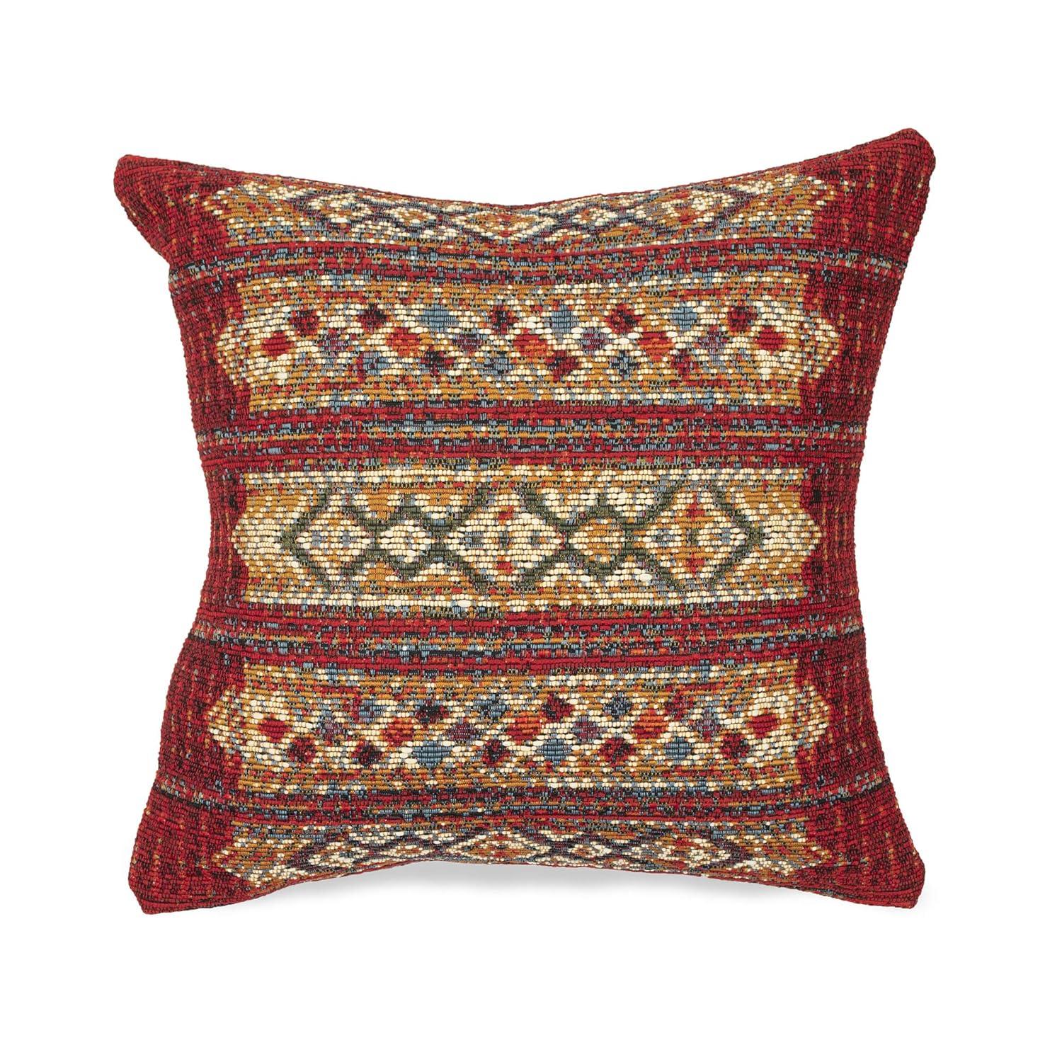 Marina Red and Gold Tribal Stripe Indoor/Outdoor Pillow 18" Square