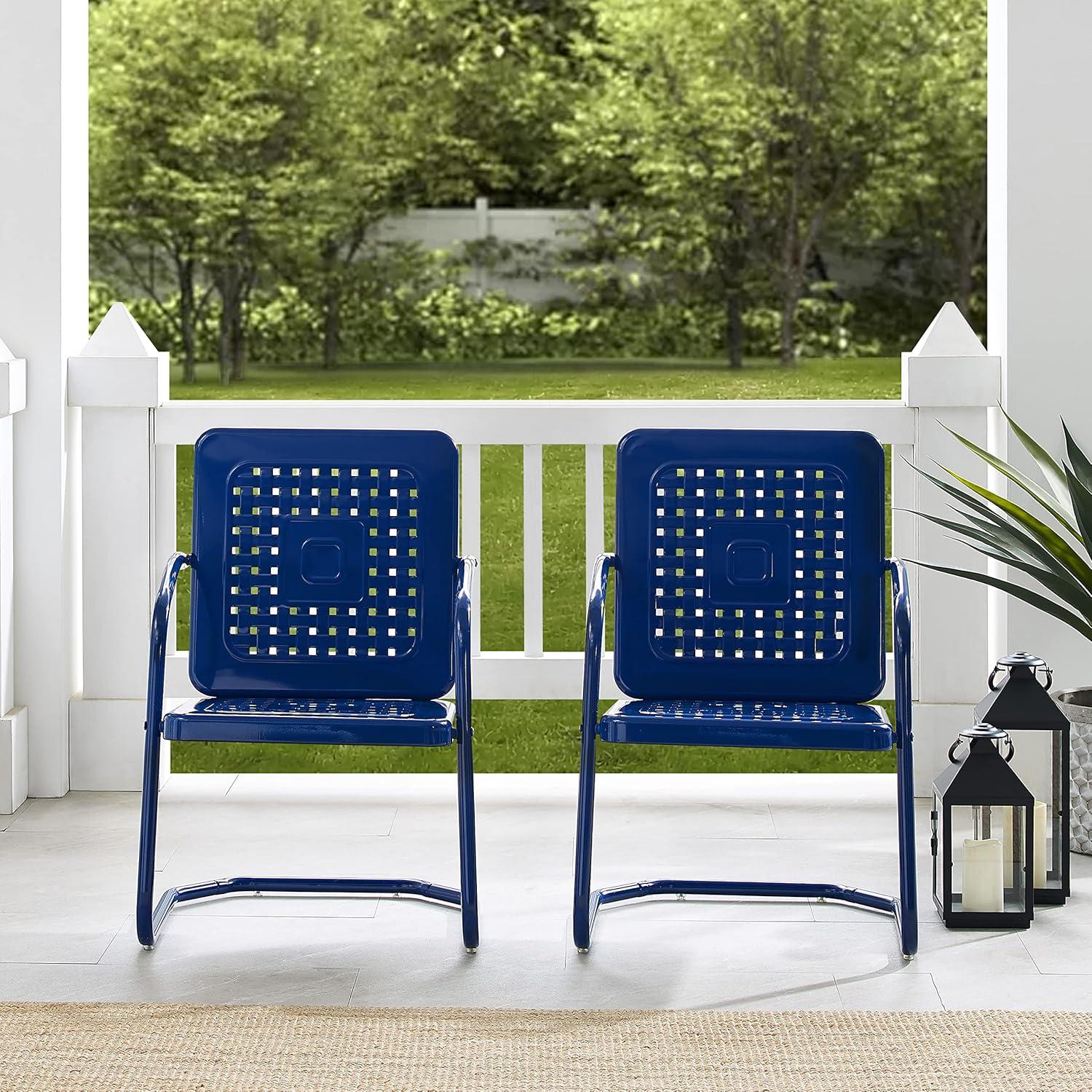 Bates 2pk Outdoor Metal Chairs - Navy - Crosley