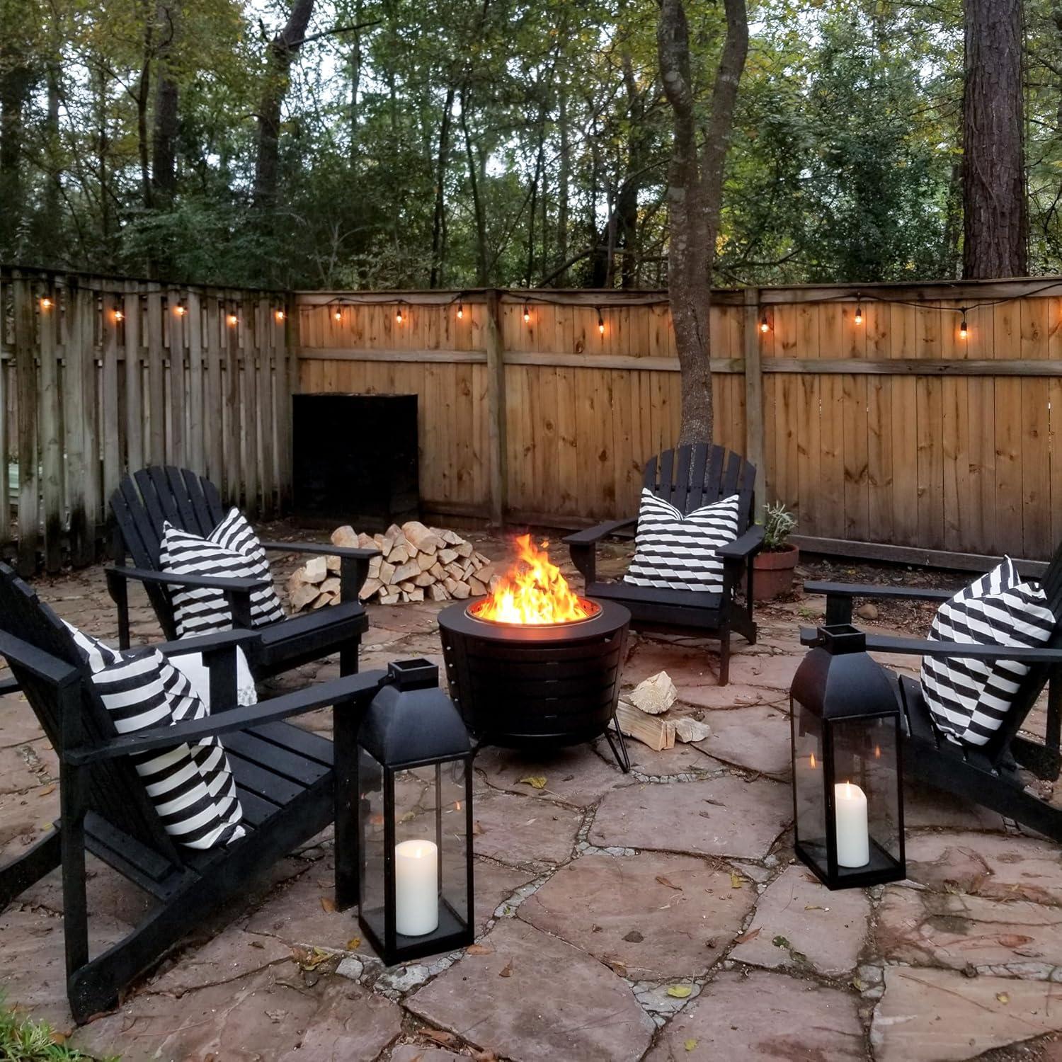 Black 25-Inch Wood Burning Smokeless Patio Fire Pit