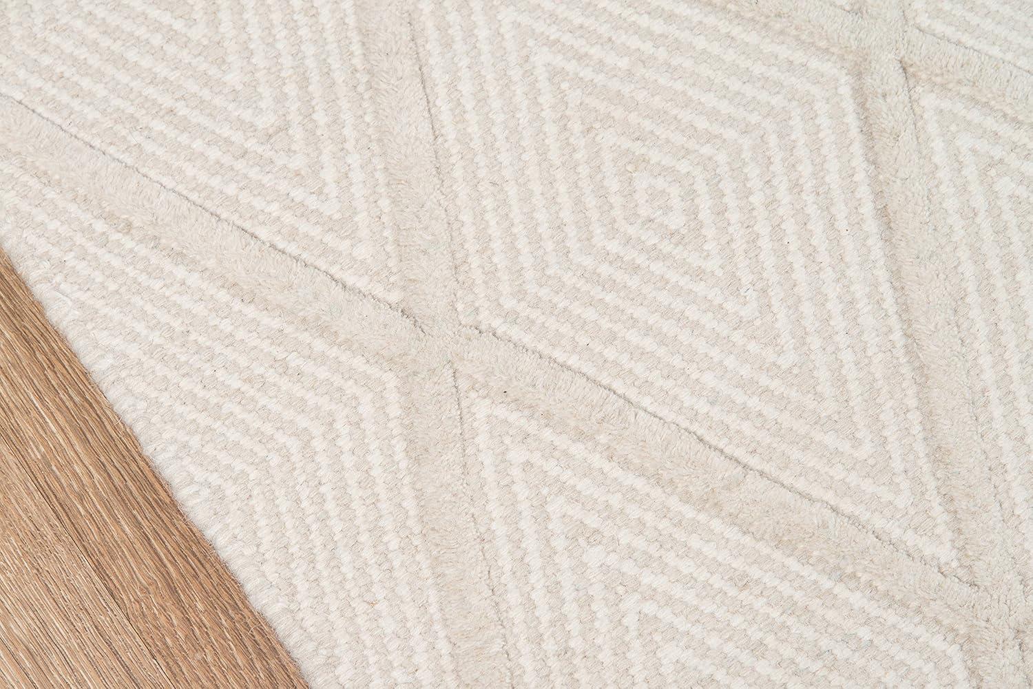 Langdon Geometric Handmade Flatweave Wool Beige Area Rug