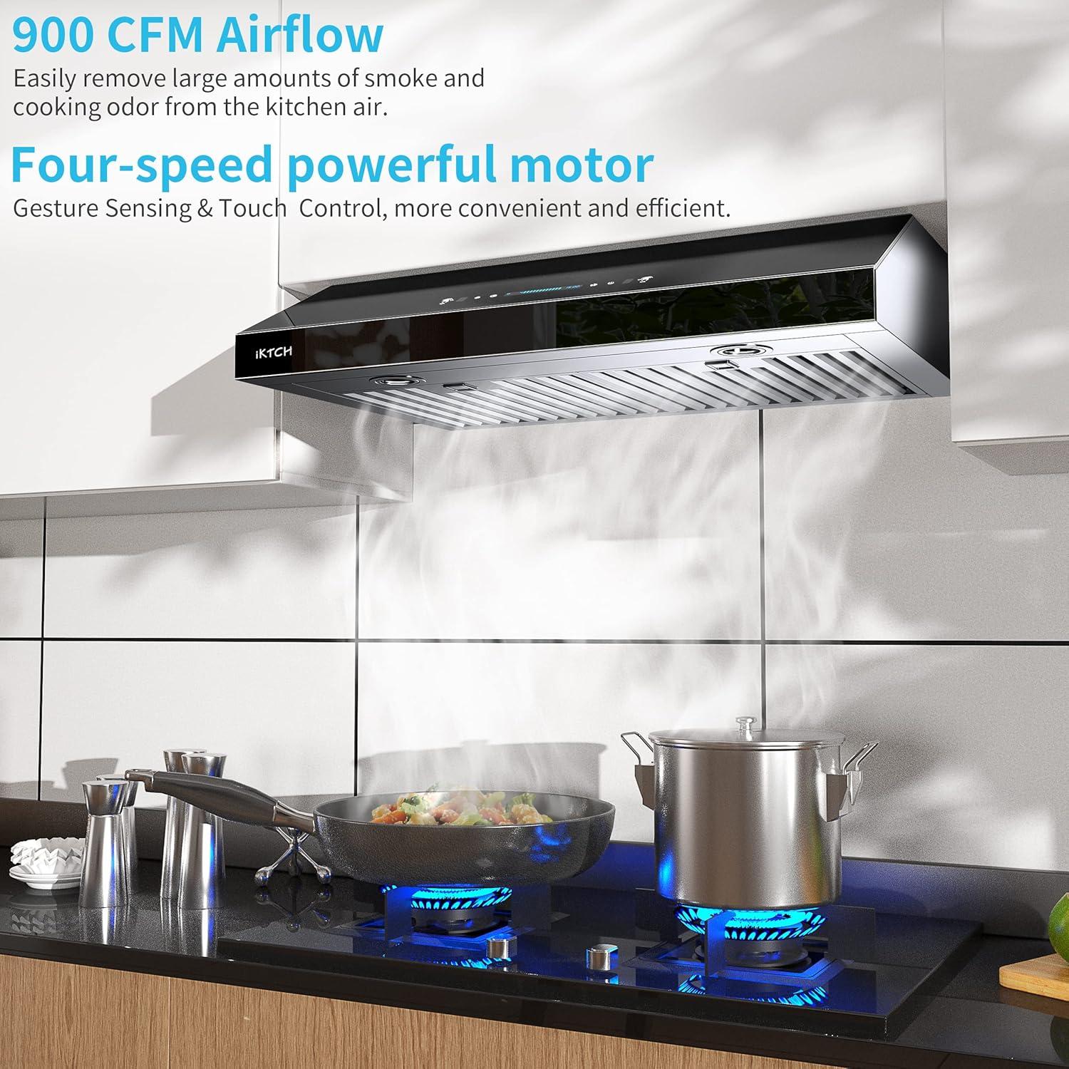 30'' 900 CFM Under Cabinet Range Hood with LED Lights and Remote Control Included