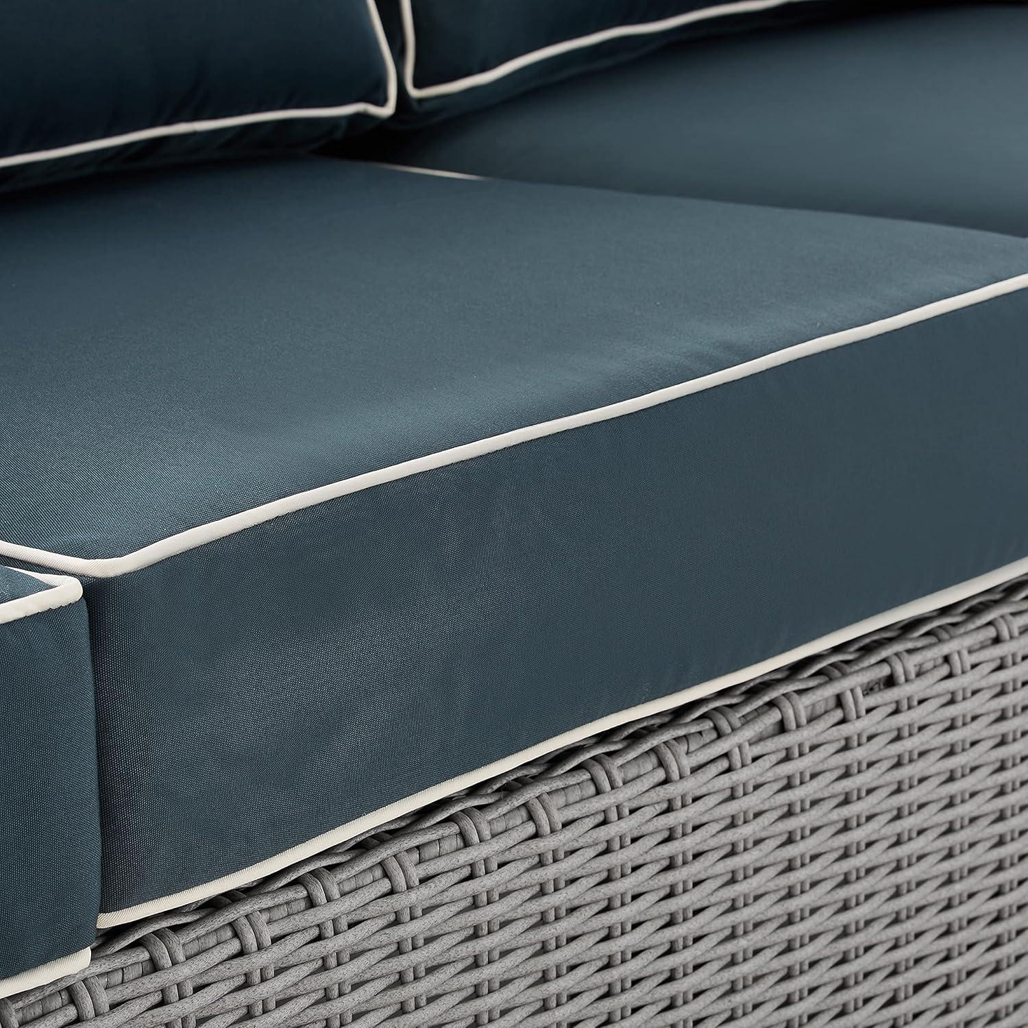 Bradenton Outdoor Wicker Sofa: Steel Frame, Moisture-Resistant Cushions, UV-Resistant - Crosley
