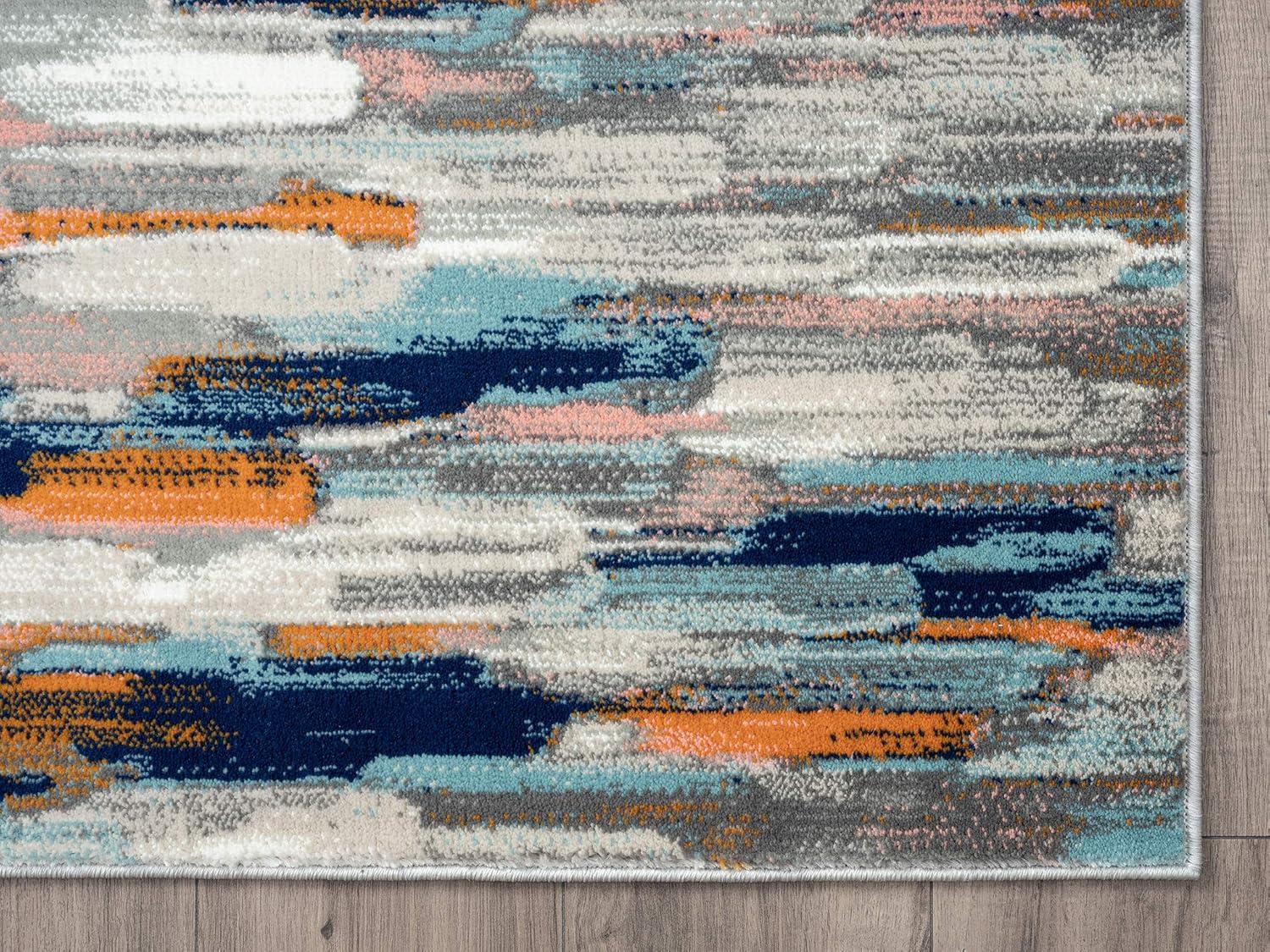 Abani Porto Contemporary Abstract Area Rug Orange 4' x 6' N/A 4' x 6'