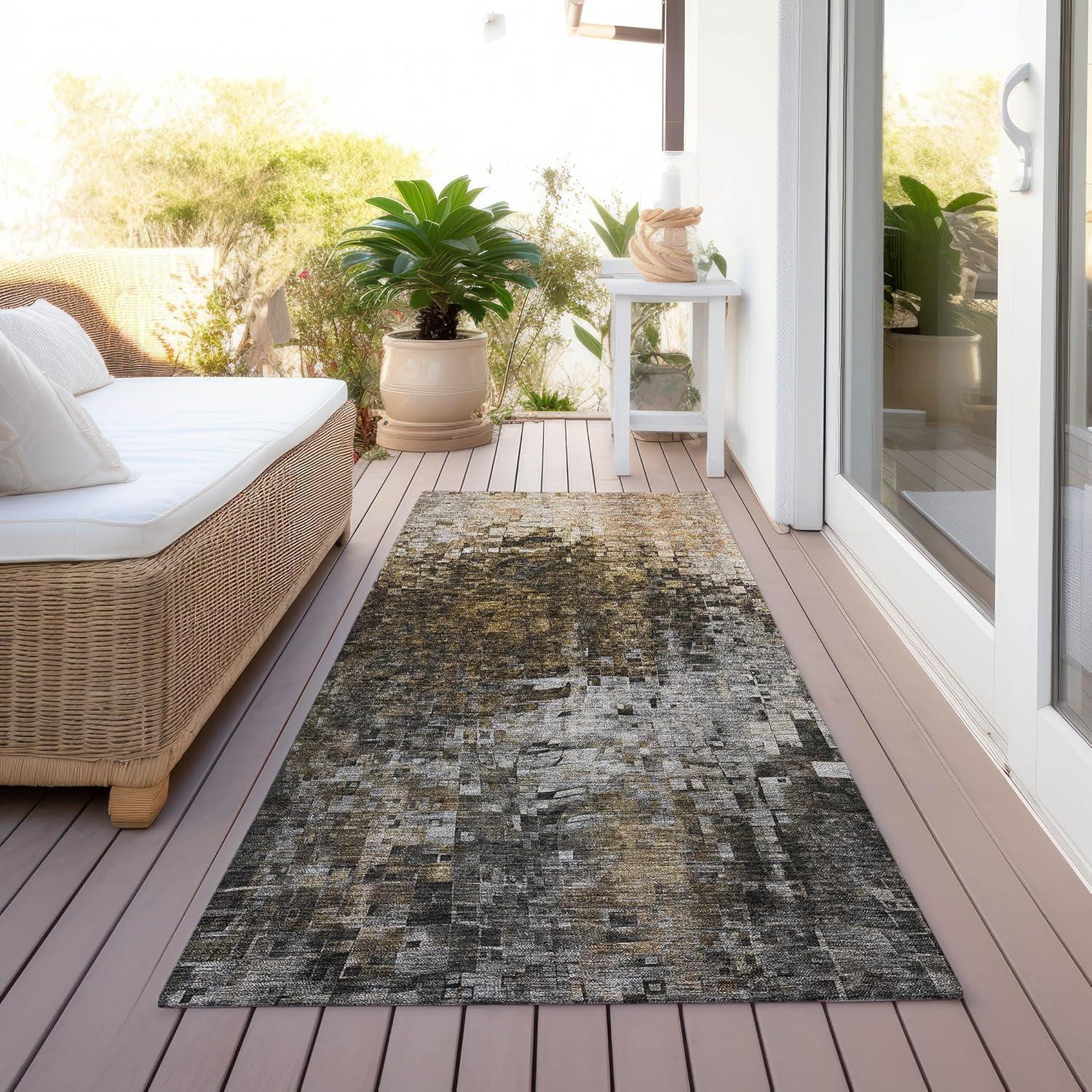 Brown Synthetic Flat Woven Non-Slip Runner Rug