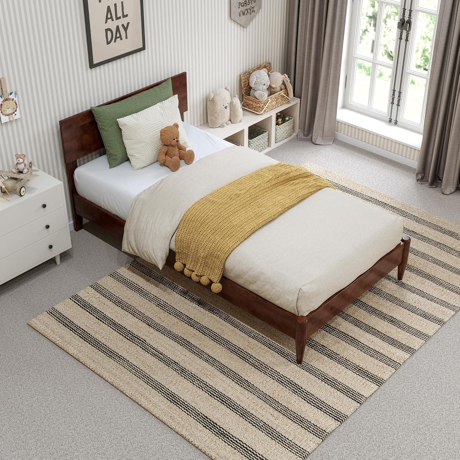 AFI Aria King Modern Solid Wood Low Profile Platform Bed, Walnut