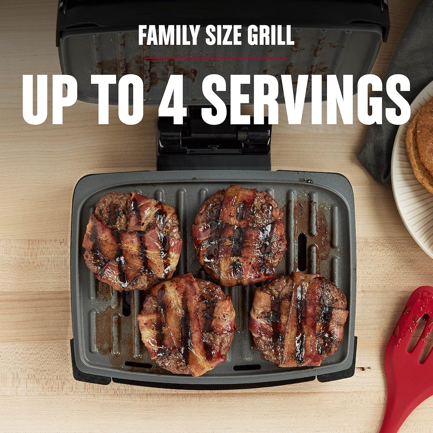 George Foreman George Foreman Contact Submersible Grill, Wash The Entire Grill, 4-serving, Black
