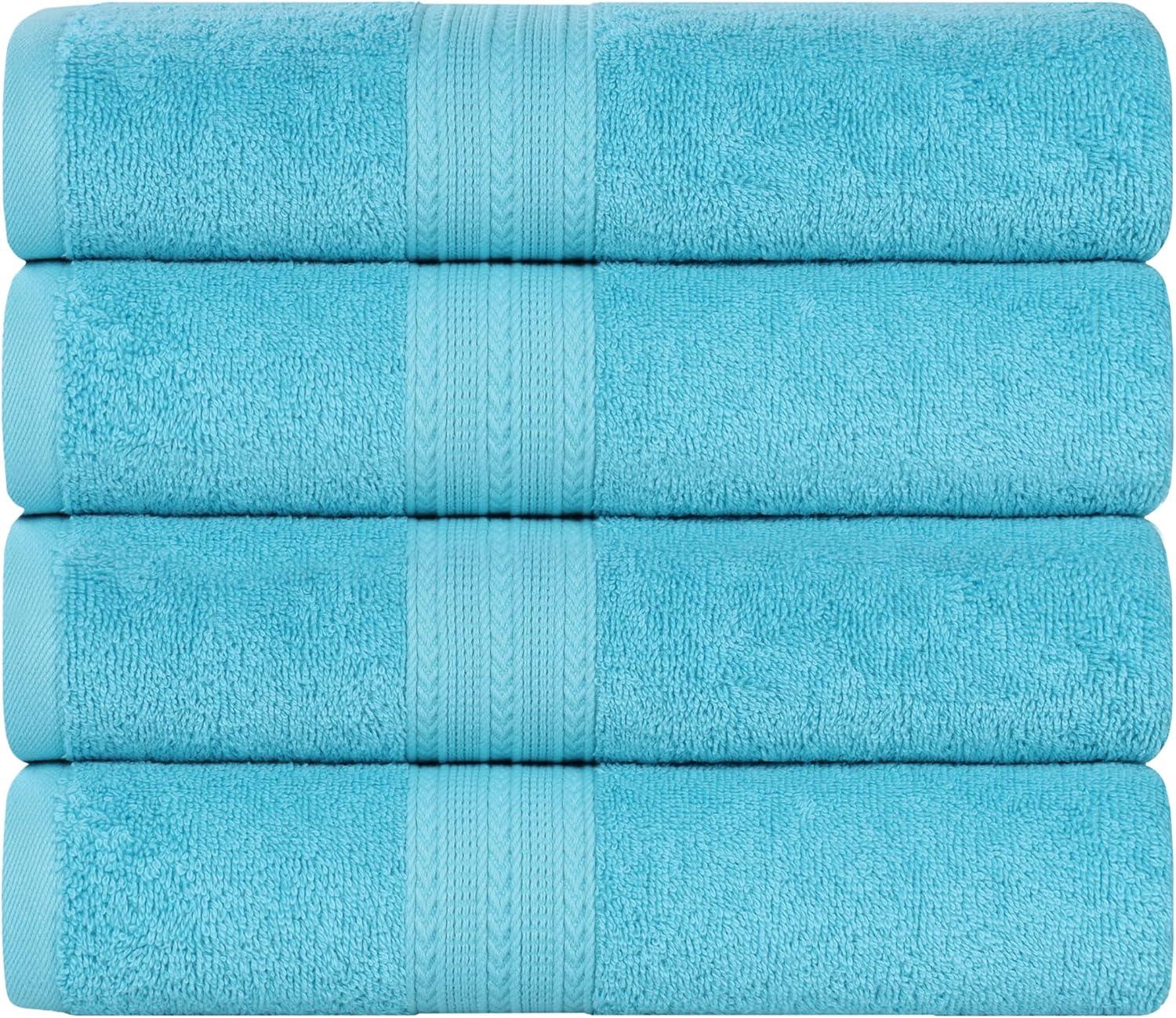 Superior Eco-Friendly Cotton 4-Piece, Turquoise, Bath Towel Set