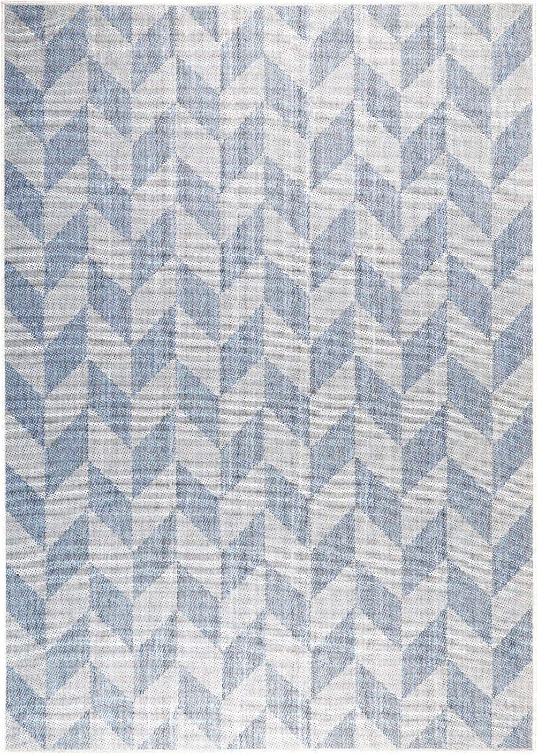 Nicole Miller New York Patio Country Calla Herringbone Indoor/Outdoor Area Rug, Blue/Grey