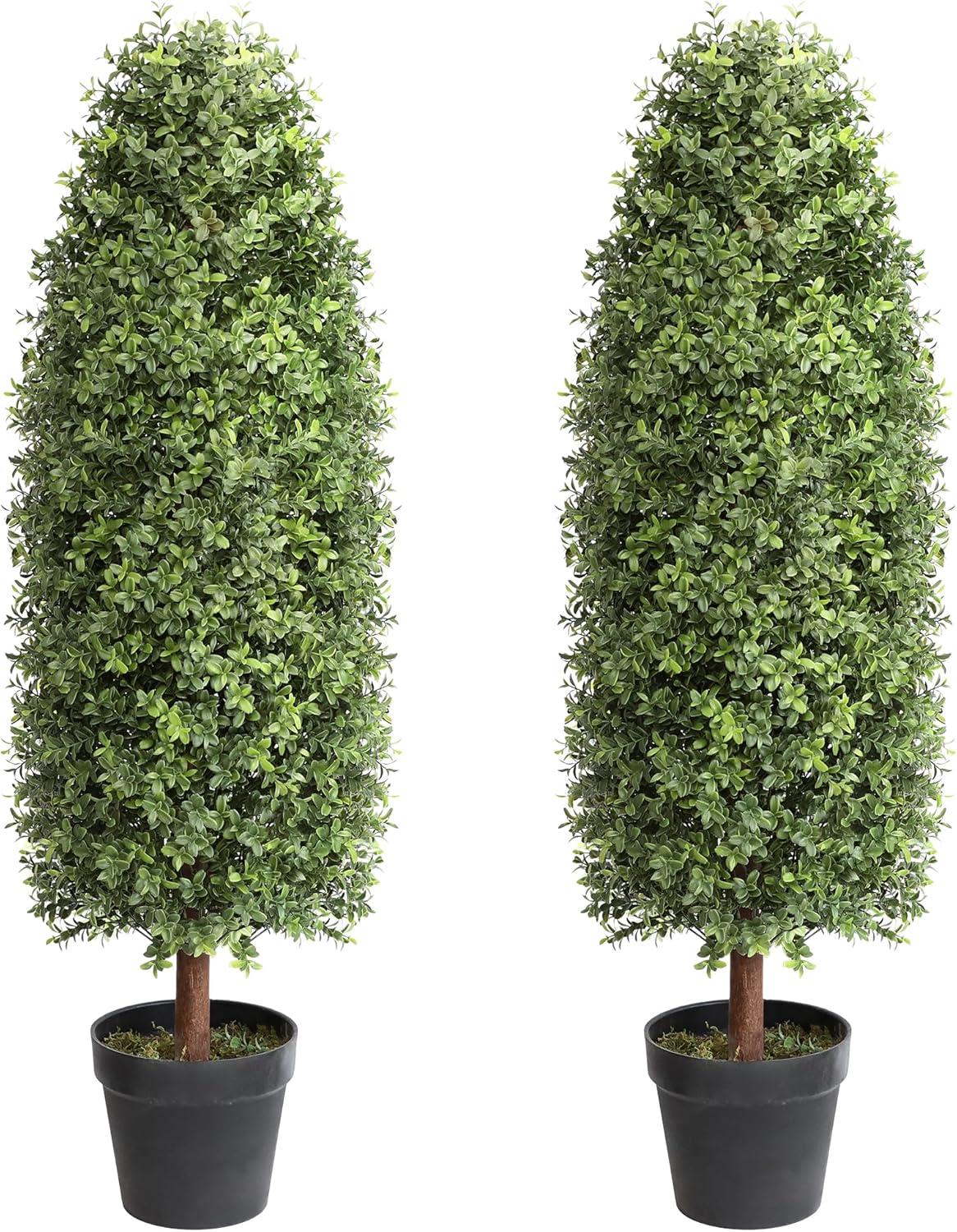 3ft Artificial Topiary Trees Set of 2, Faux Boxwood Tree for Outdoor Decor, Topiaries Plants Artificial Outdoors for Front Door Patio Garden C38