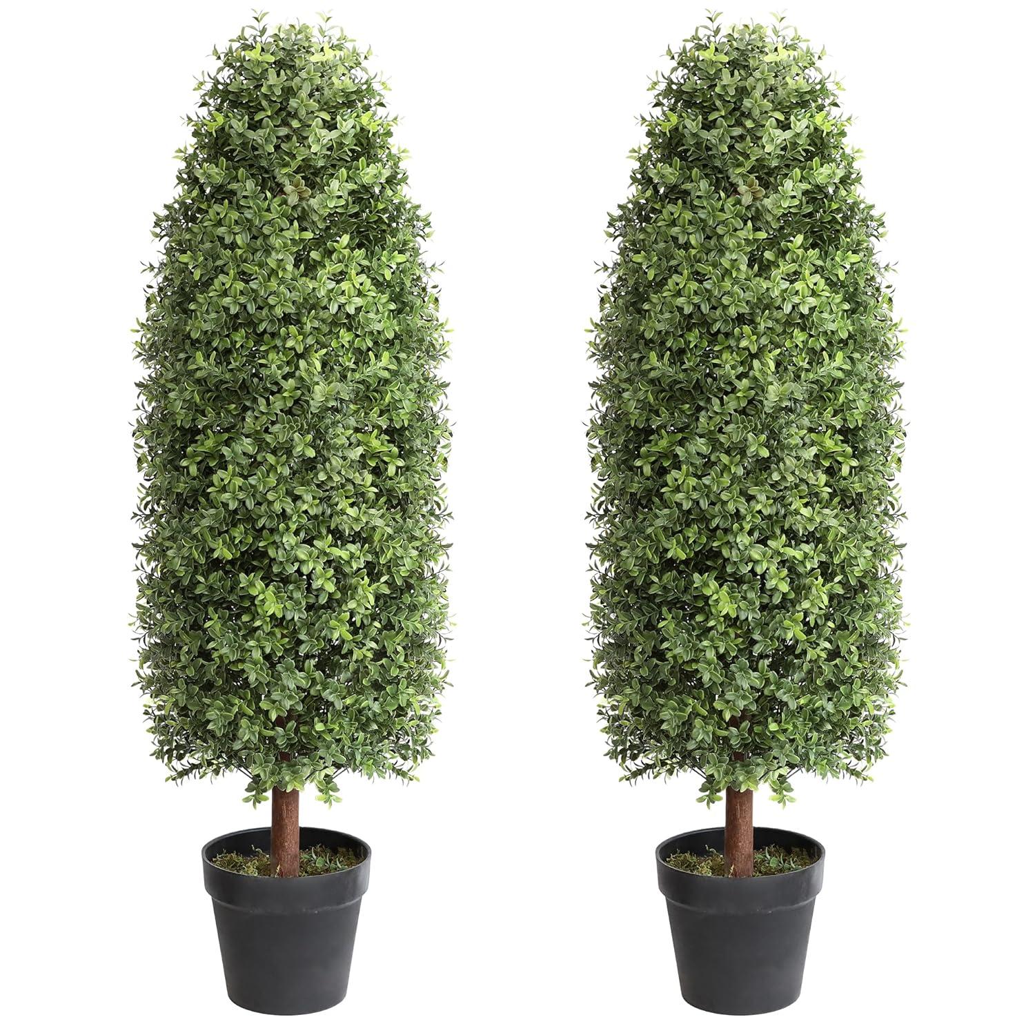 3ft Artificial Topiary Trees Set of 2, Faux Boxwood Tree for Outdoor Decor, Topiaries Plants Artificial Outdoors for Front Door Patio Garden C38