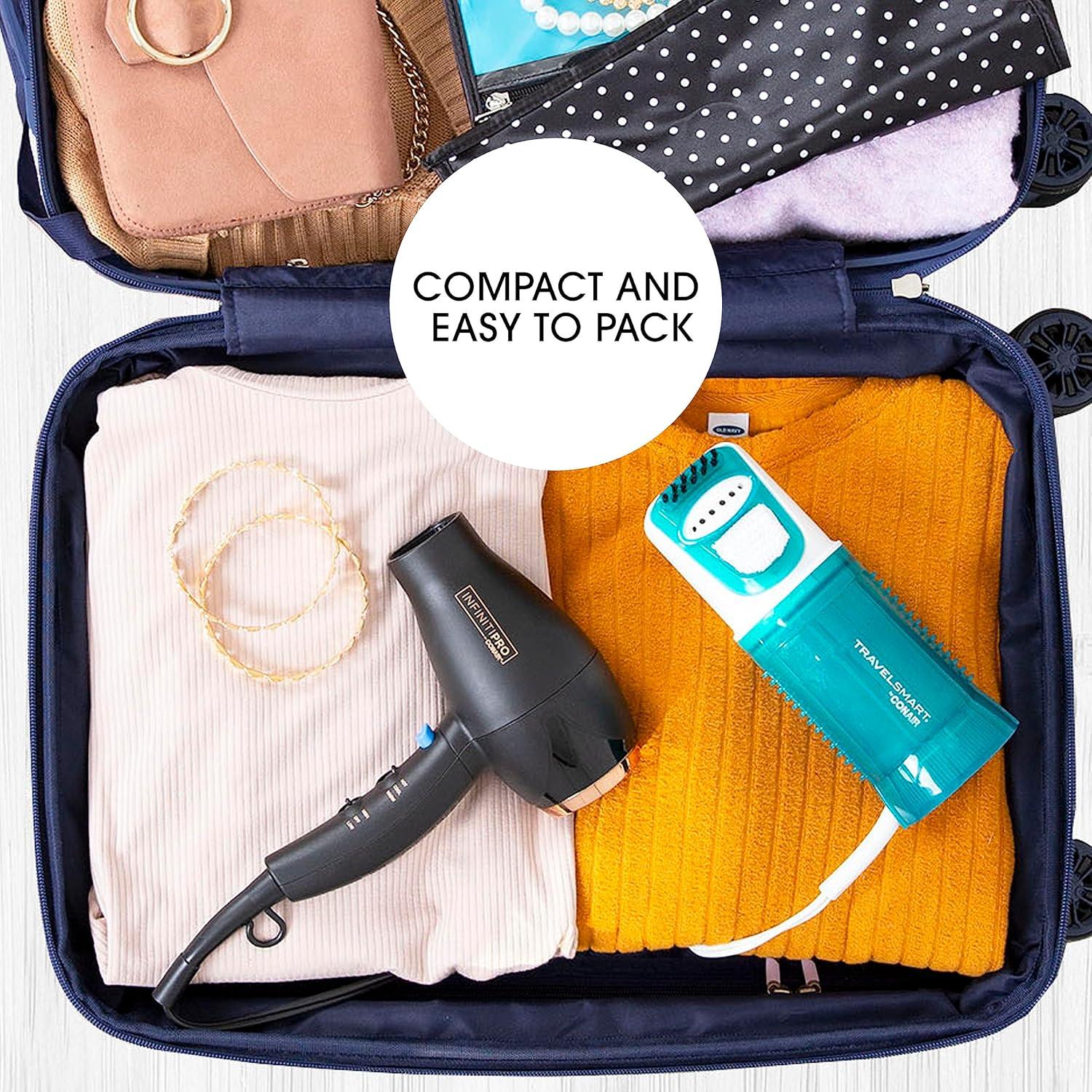 Conair Travel Steamer for Clothes - Mini Garment Steamer, Fabric Steamer in Green by Travel Smart - Packable in Carry On Luggage - Dual Voltage