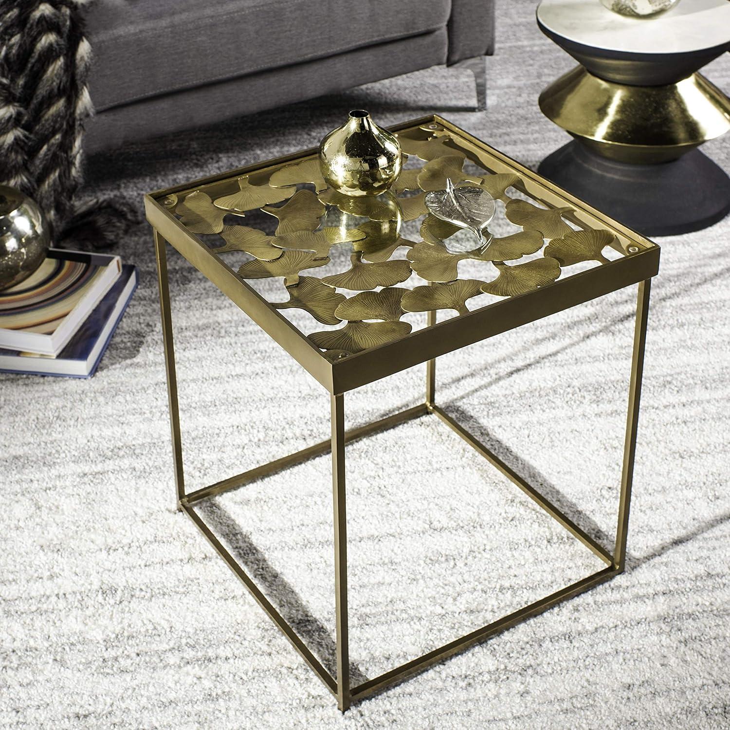 Lilian Leaf Side Table - Antique Brass - Safavieh.