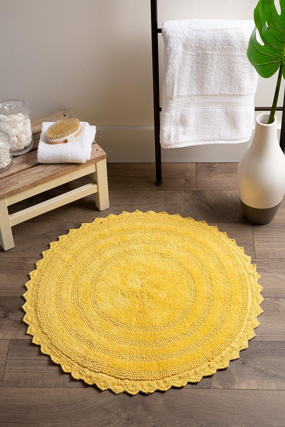 Yellow Round Crochet Bath Mat