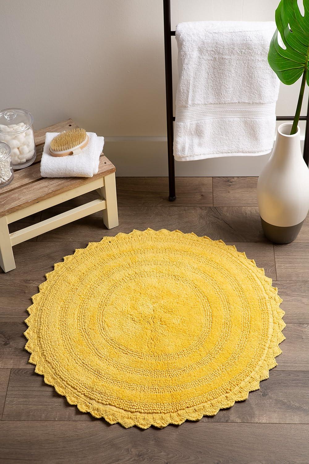 Design Imports Yellow Round Crochet Bath Mat