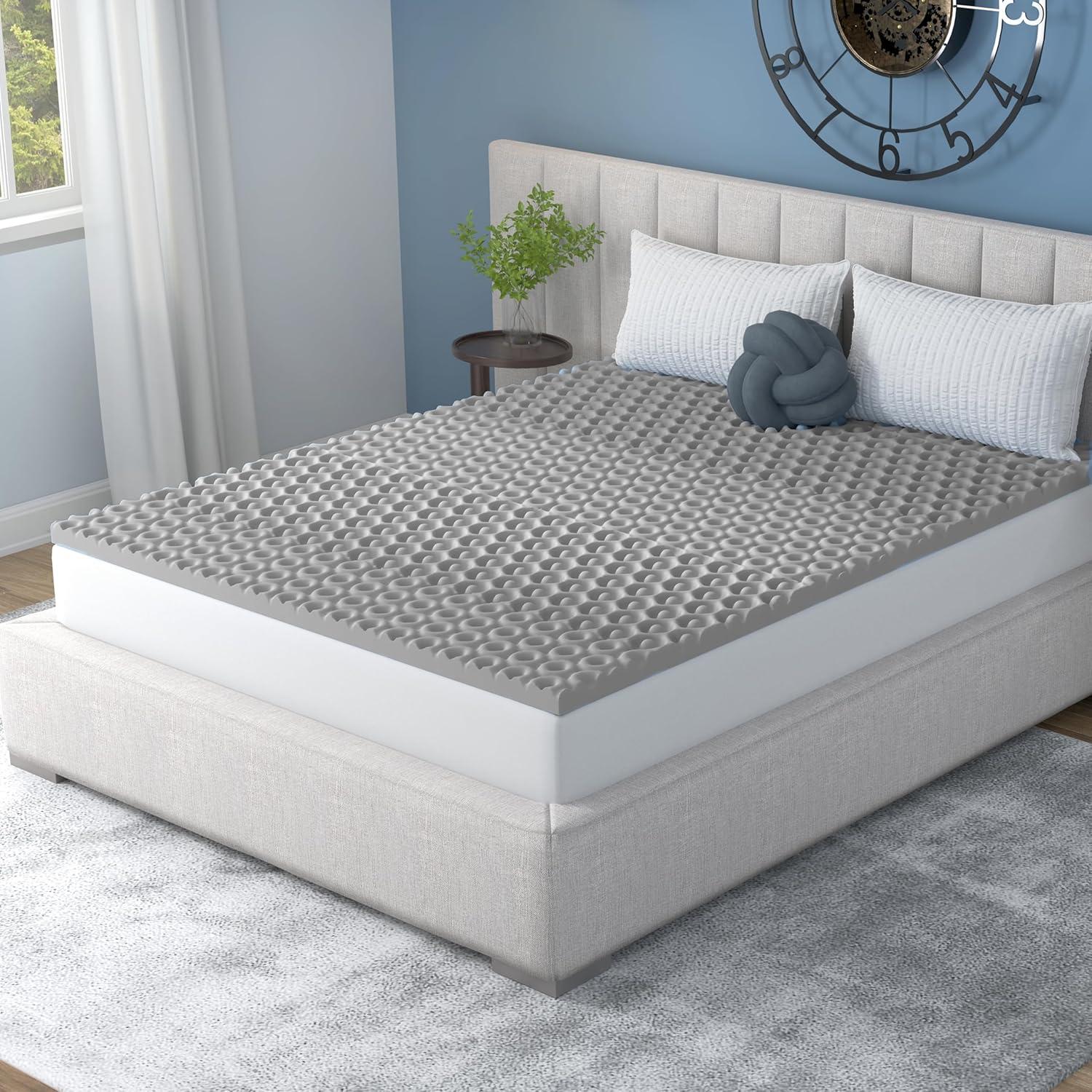 Vibe 2” Cool Pod Convoluted Gel Memory Foam Mattress Topper, Full