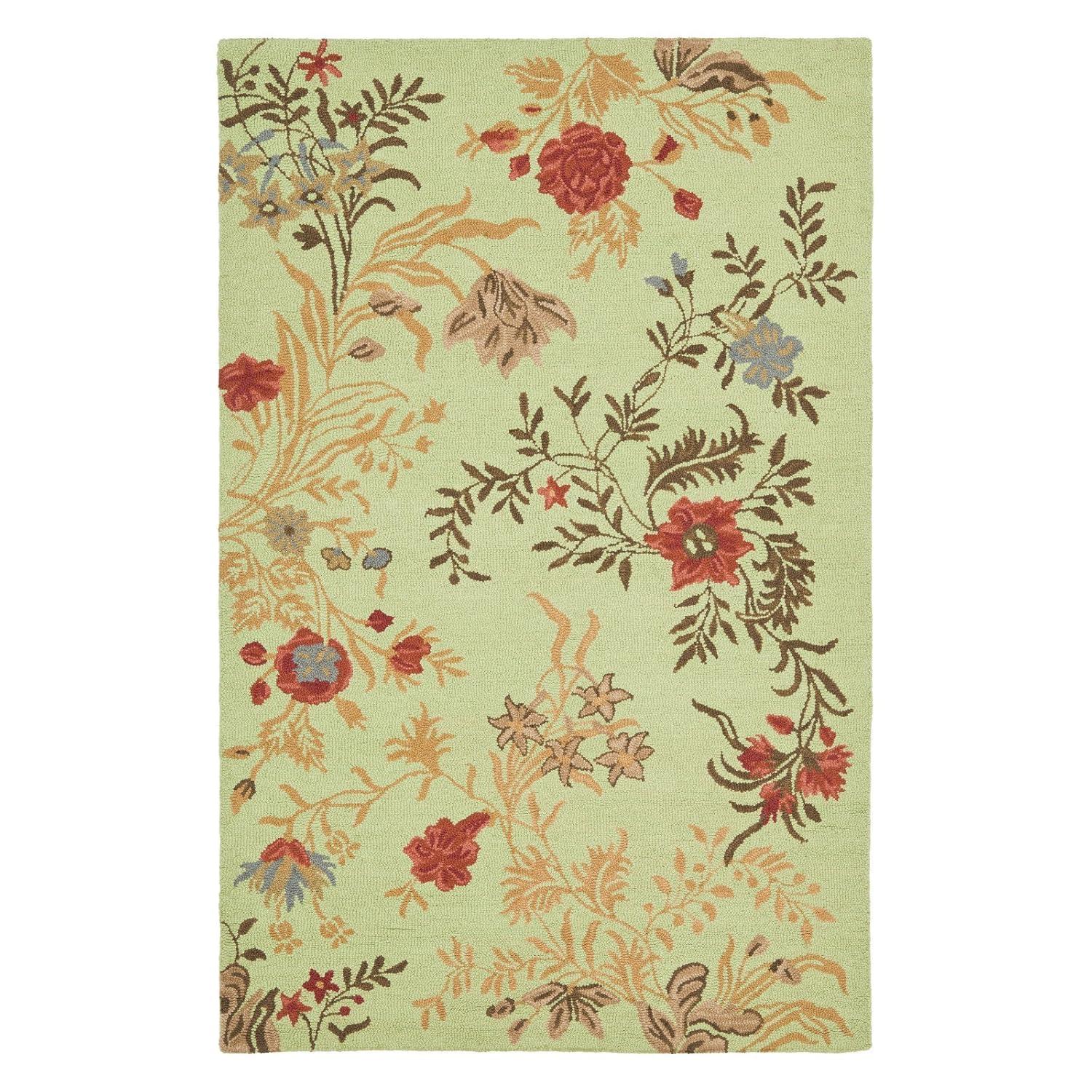 SAFAVIEH Blossom Kelly Floral Flower Wool Area Rug, Light Green/Multi, 8' x 10'
