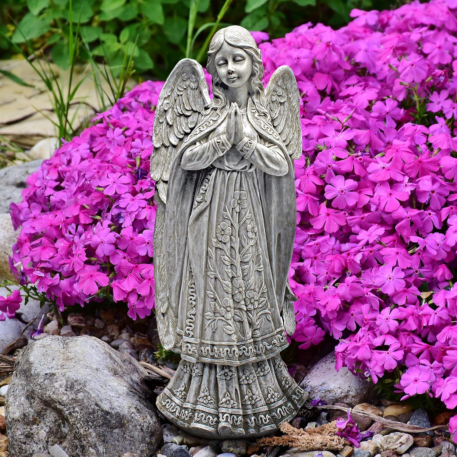 Faux Stone European Angelic Messenger Garden Statue