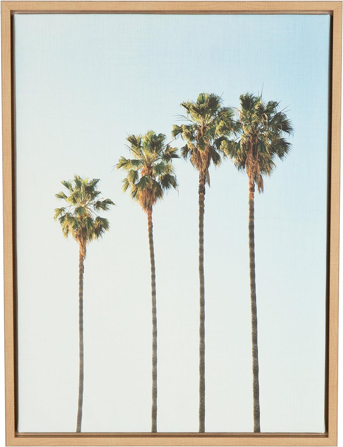 Palm Trees Framed Kids' Canvas Art Natural (24"x18") - Uniek